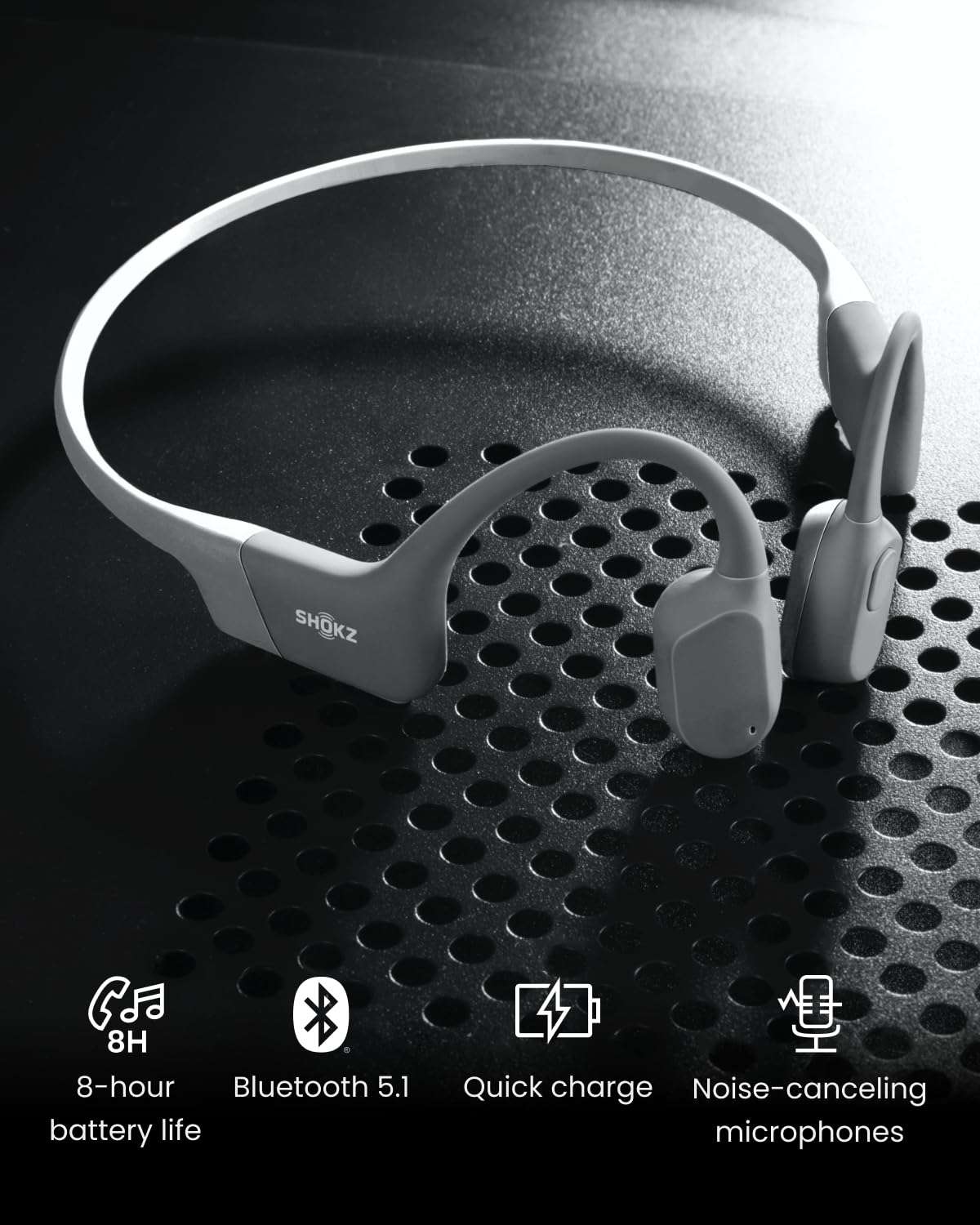 SHOKZ OpenRun, Bone Conduction Headphones,Open-Ear Bluetooth Wireless Sport Headphones for Running & Workout,Sweat Resistant, Long 8H Playtime,Mic,Hair Band-Standard-Grey 6