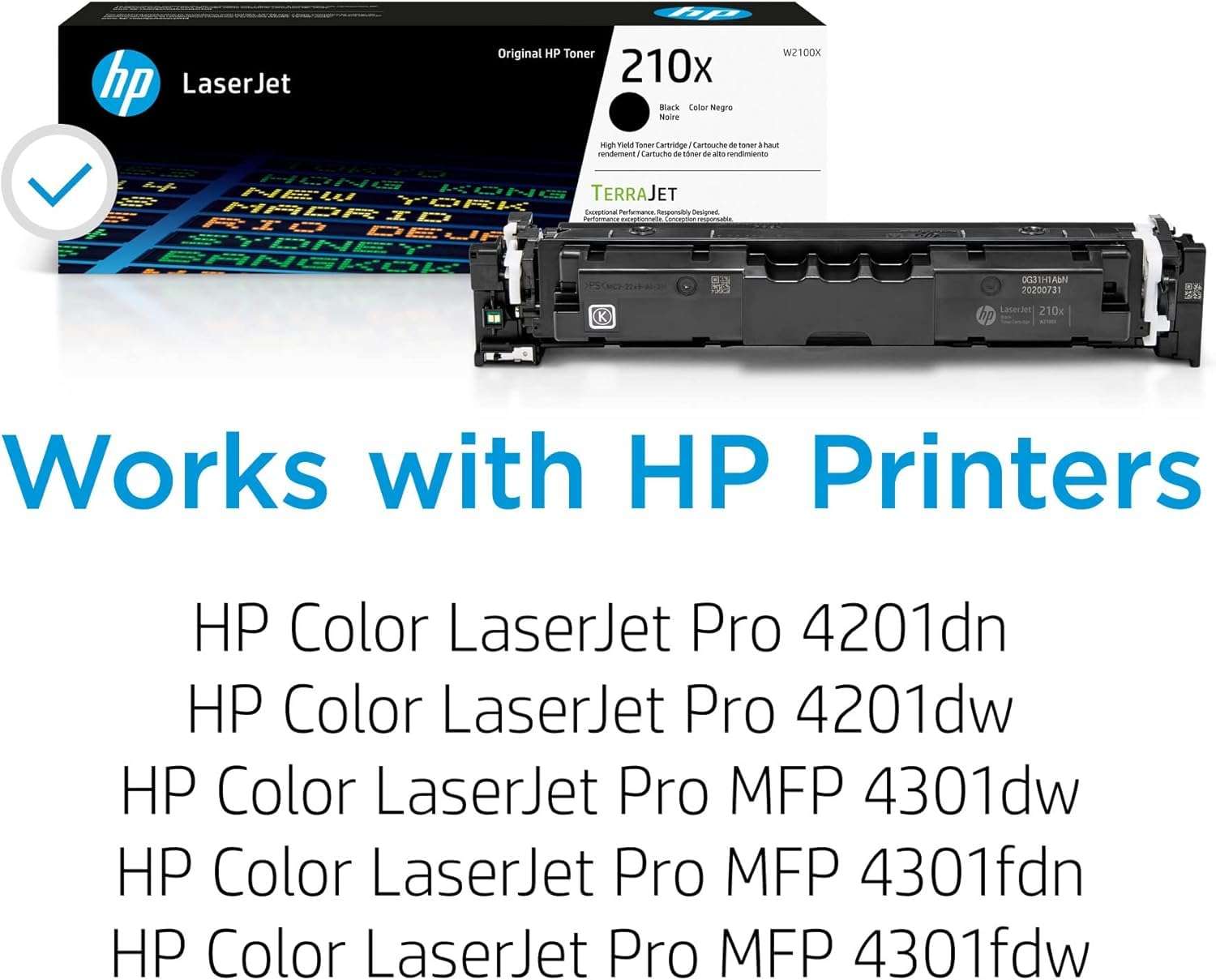 HP 210X High-Yield Toner Cartridge 4-Pack (Black, Cyan, Magenta, Yellow) | Compatible Color LaserJet Pro 4201 & MFP 4301 Series Printers | W2100XQ1 3