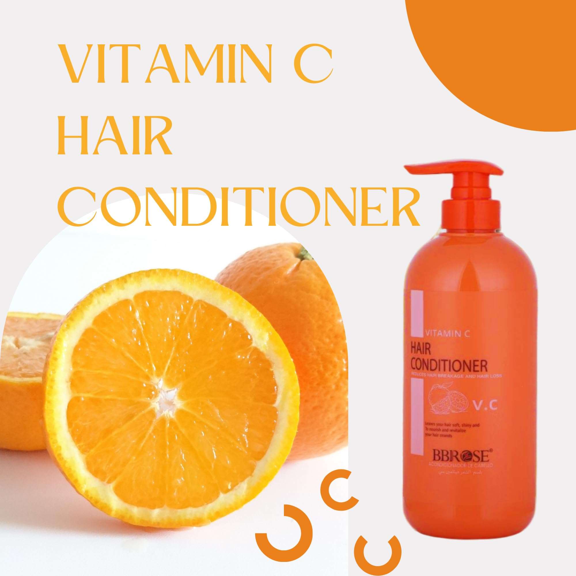 BBROSE Vitamin C Hair Conditioner 800ml – Nourishing & Hydrating Formula for Dry, Damaged, and Frizzy Hair | Strengthens, Softens & Adds Shine | Sulfate-Free Conditioner for All Hair Types 3