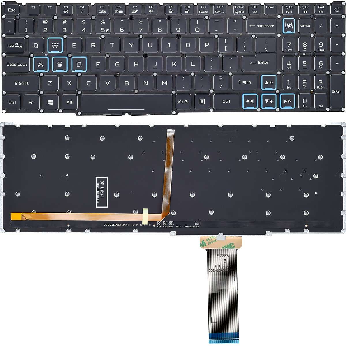 Replacement Keyboard for Acer Nitro 5 AN515-45 AN515-54 AN515-55 AN517-51 AN515-57 AN515-58, Predator Helios 300 PH315-52 PH315-53 PH317-53 Laptop Red Frame with Backlit US Layout 4