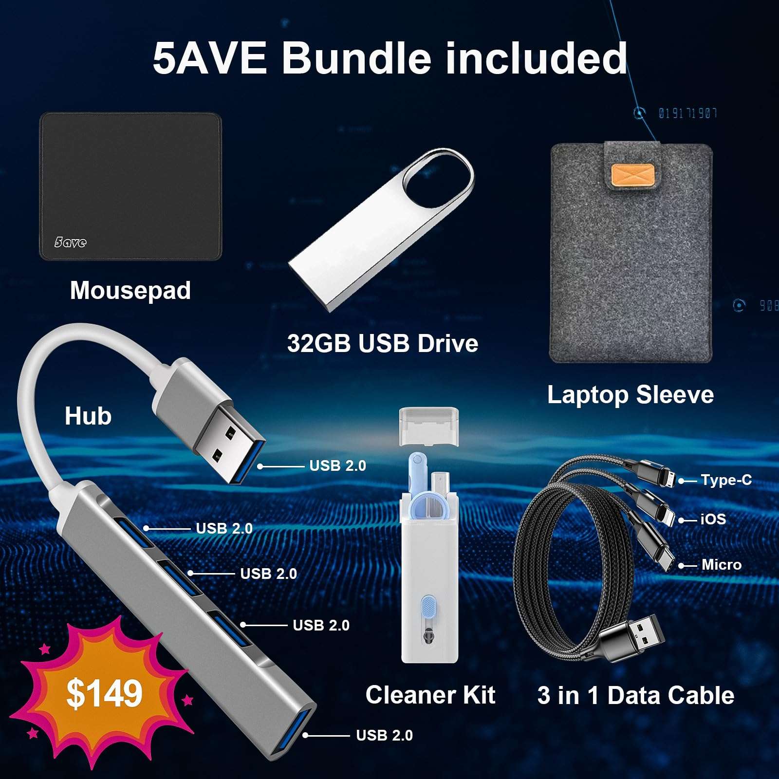 LG Gram Pro 16 inch 2-in-1 Business Laptop, WQXGA IPS Touch, Intel Evo Edition, Intel Core Ultra 7 155H (16 Core up to 4.8GHz), Intel Arc, 32GB RAM, 3TB SSD, Windows 11 Pro, with 5ave Accessories 2