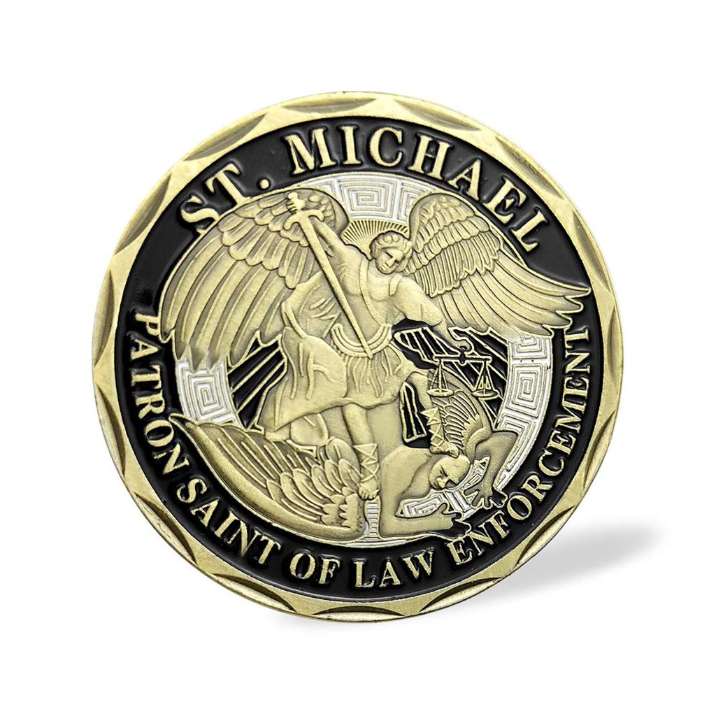 St. Michael Patron Saint of Police Officers Prayer Law Enforcement US Military Challenge Coin 2