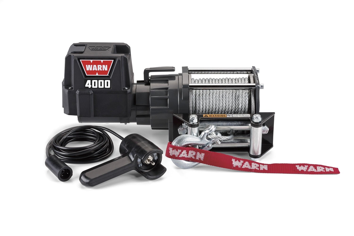 WARN 94000 4000 DC Series 12V Electric Winch with Steel Cable Rope: 7/32" Diameter x 43' Length, 2 Ton (4,000 lb) Capacity