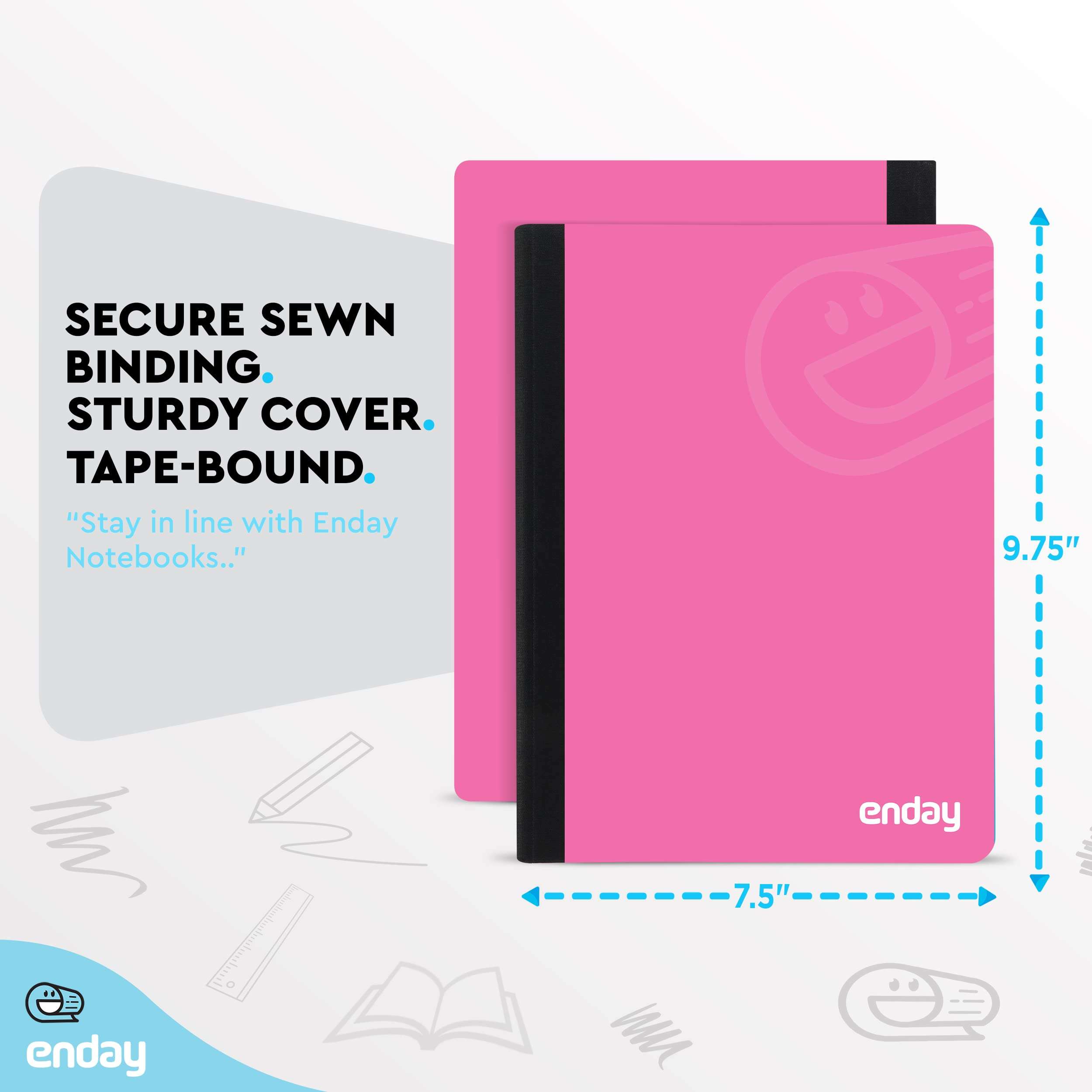 Enday Composition Notebooks Wide Ruled Paper, Hard Cover Composition Notebook, Premium Lined Composition Books, 100 Sheets Ruled Notebook, Pink and Yellow (2 Pack) 6