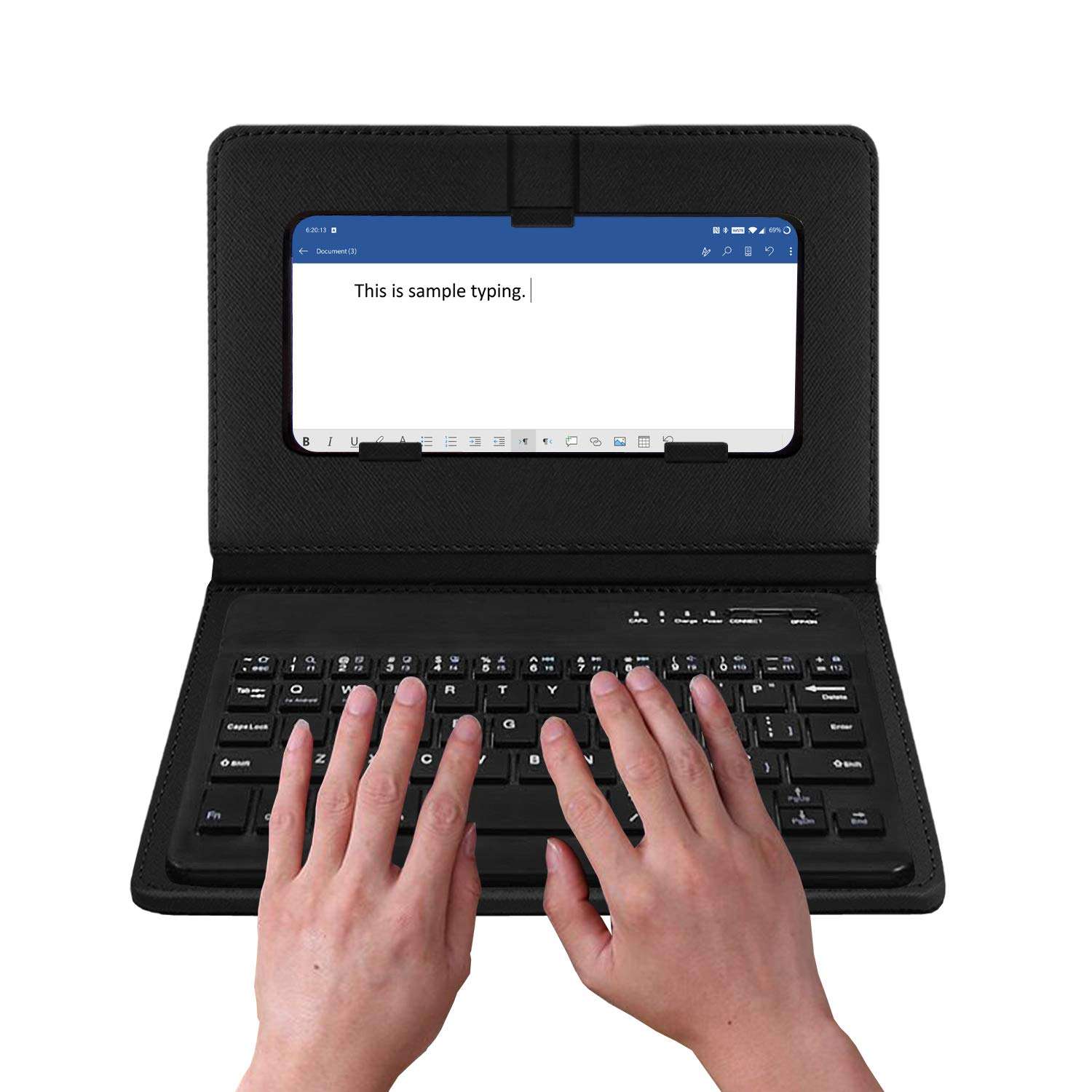 Acm Bluetooth Keyboard Case Compatible with Intex Aqua Ace 4g Mobile Flip Cover Stand Study Gaming Black 3