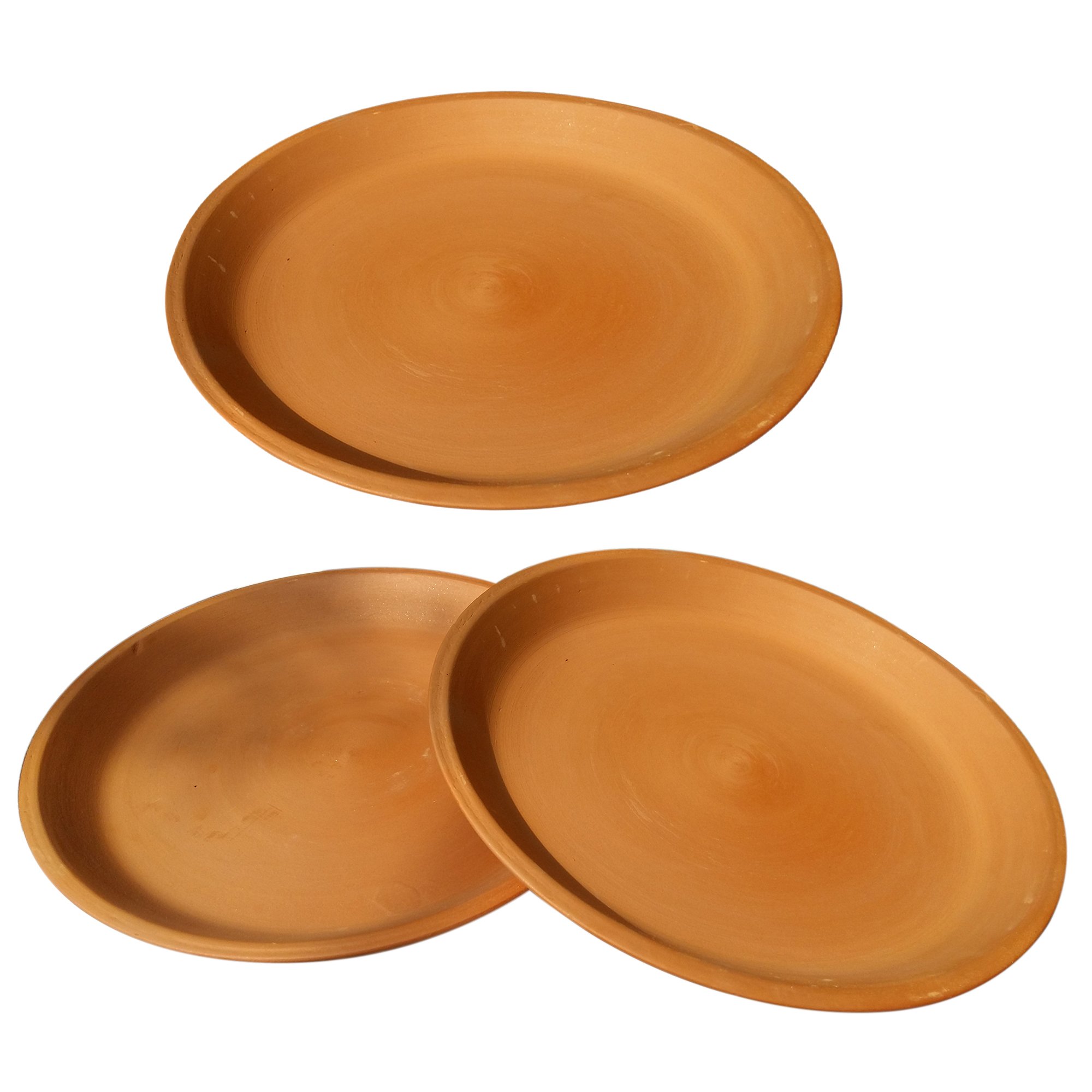 Mitti Matti Handcrafted Clay Earthen Plates (Set of 3, Brown) 1