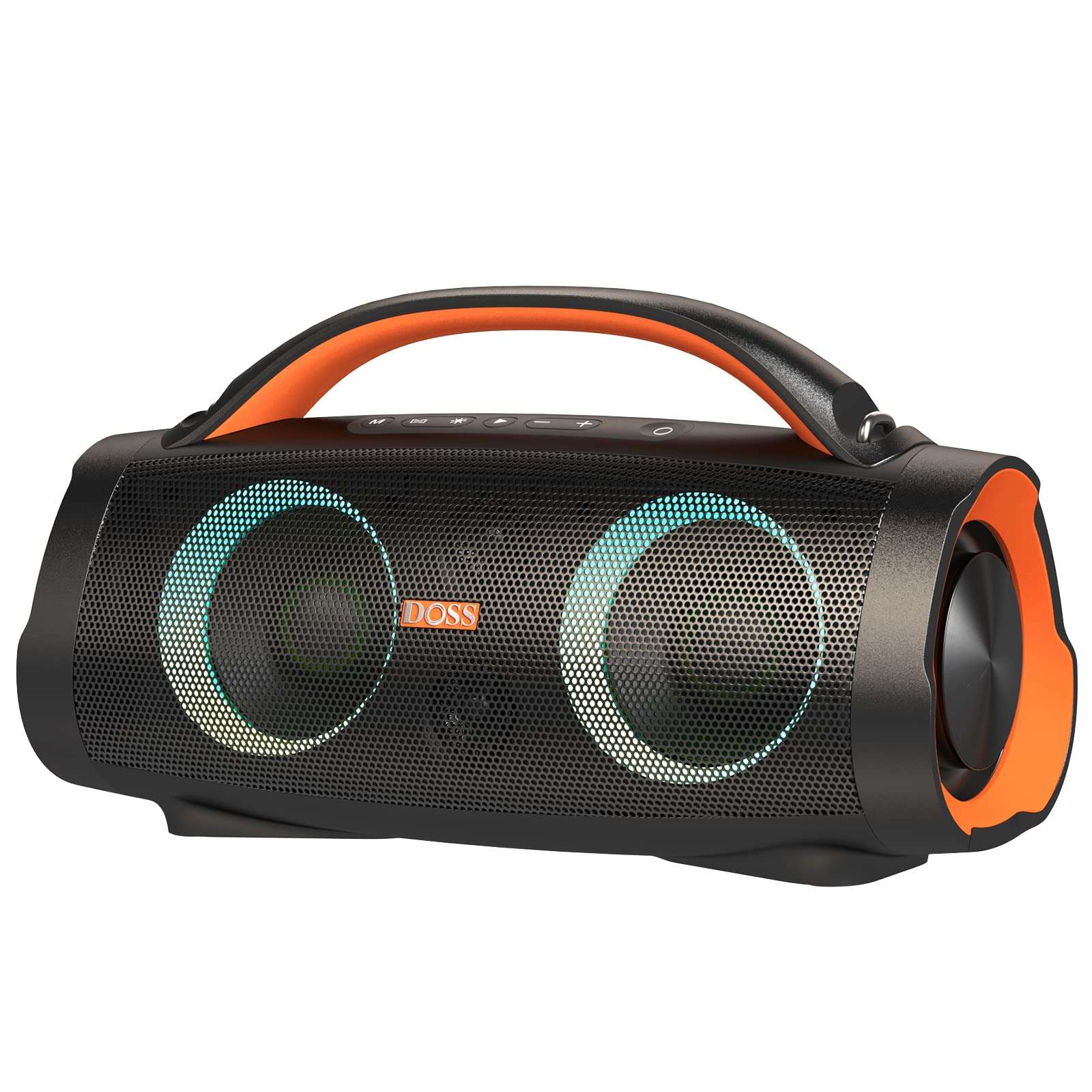 DOSS Extreme Boom Pro Bluetooth Speaker with 100W Stereo Sound, Rich Bass, IPX6 Waterproof, 20H Playtime, Power Bank, Mixed Color Light, Portable for Outdoor, Camping, Beach - Orange 1