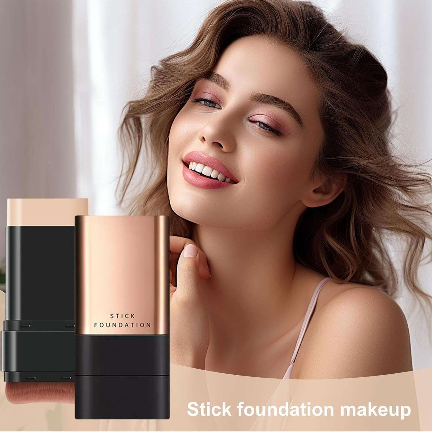 Stick Foundation, Creamy Coverage Makeup, Black and Rose Gold (BASE) 4