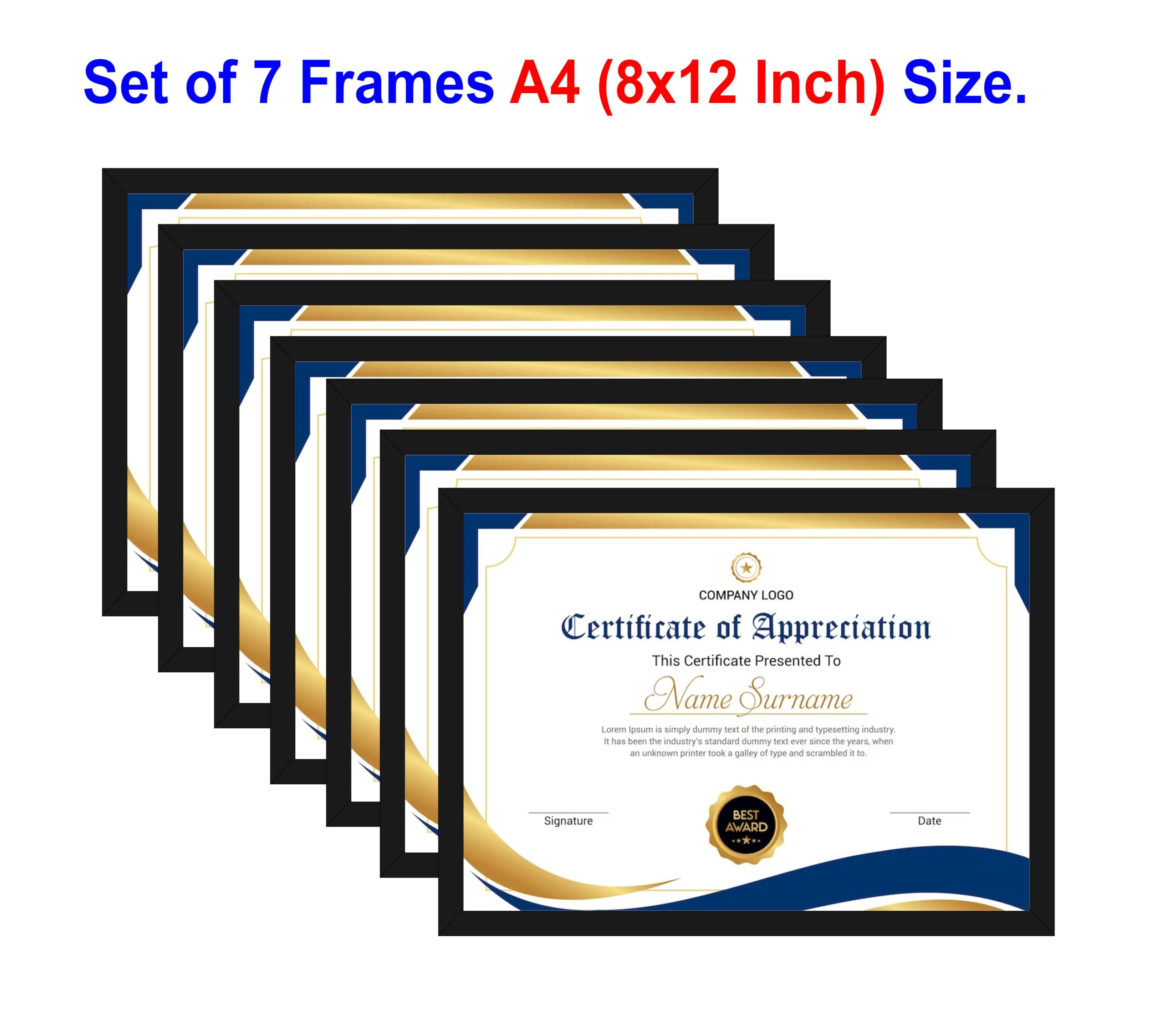 HK PRINTS Photo Frame for Home Office School Decoration Set of 7 A4 Frames Combo for Wall Hanging (8x12 Inch, Synthetic Wood, Plexiglass) F-7 3