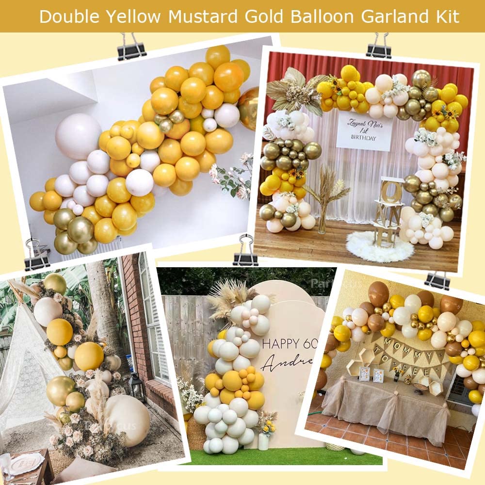 Blush Yellow Balloon Garland Kit Double Stuffed Mustard Ivory White Balloons Pastel Lemon Gold Latex Balloon Arch For Baby Shower Birthday Sunflower Theme Decoration 6