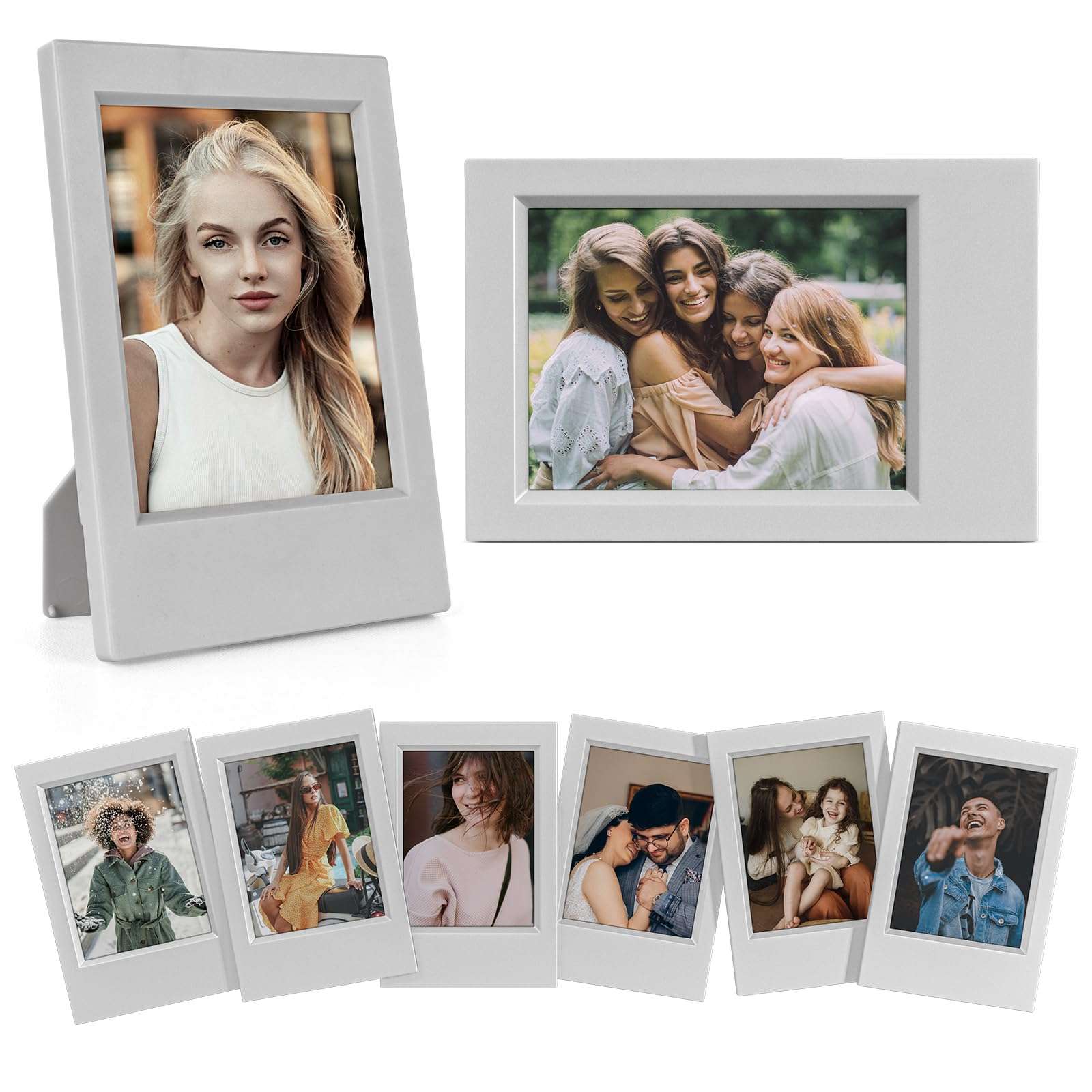 HIYQIN 2x3 Mini Photo Frames - 8 Pack Mini Picture Frames for Fujifilm Instax 3” Instant Film - for Instax Mini 12 11 9 8 99 7s 90 40 EVO SE - Freestanding Photo Holder - Grey 1
