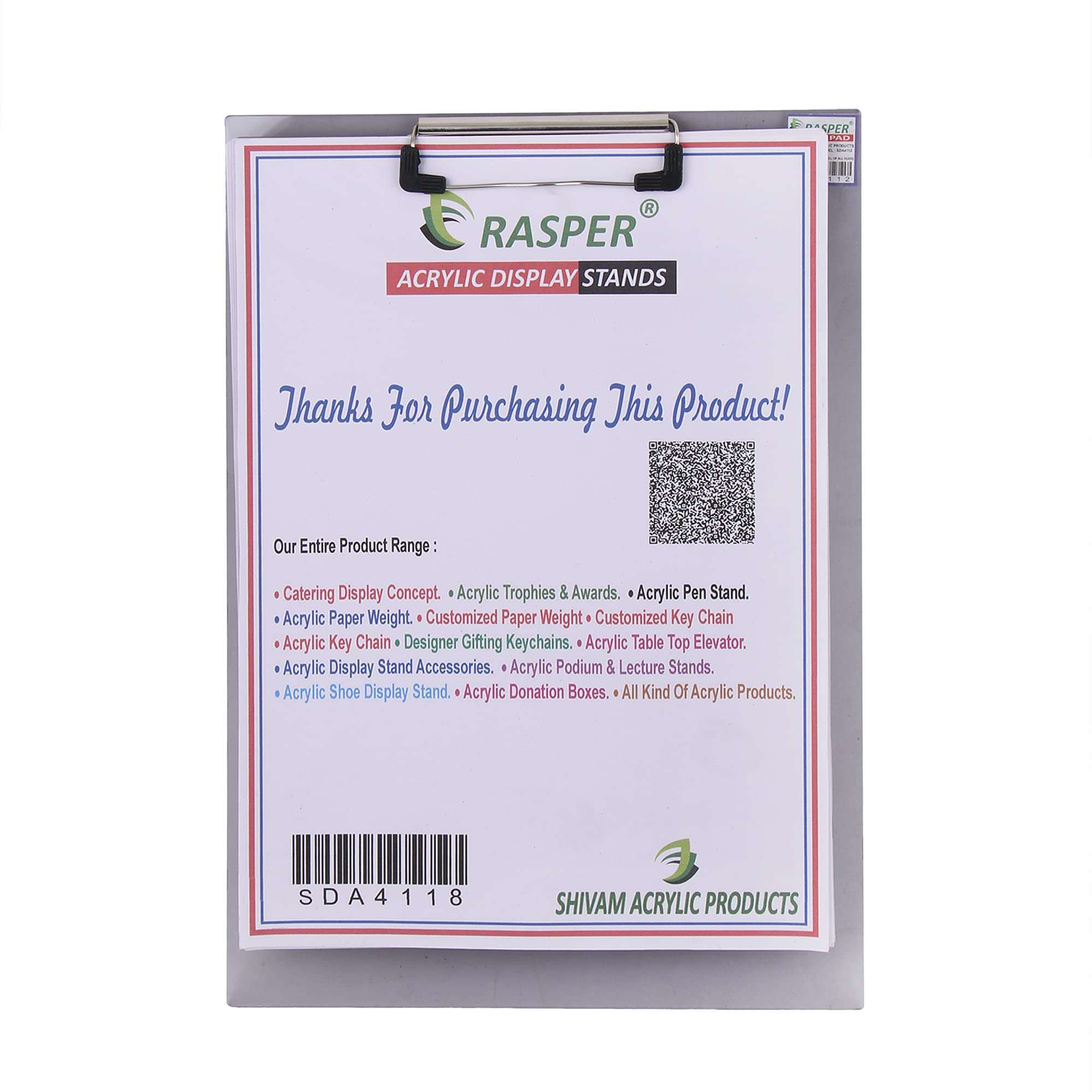 Rasper Smoke Black Acrylic Clip Board Exam Pad for School & Office Unbreakable Writing Pad Student Exam Board Big Size (14x10 Inches) 3