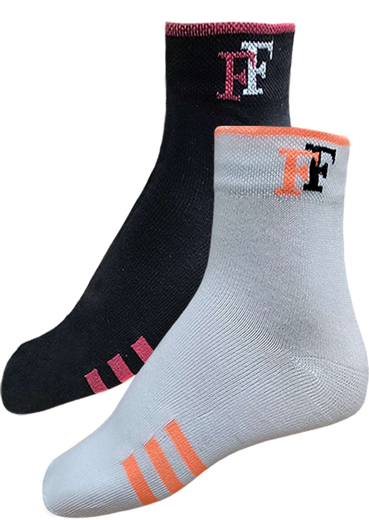 FIMS Fashion Cotton Bamboo Men & Women Crew Length Athletic Ankle Running Socks for Sport, Cycling, Everyday Use Pack of 2 Black White 1