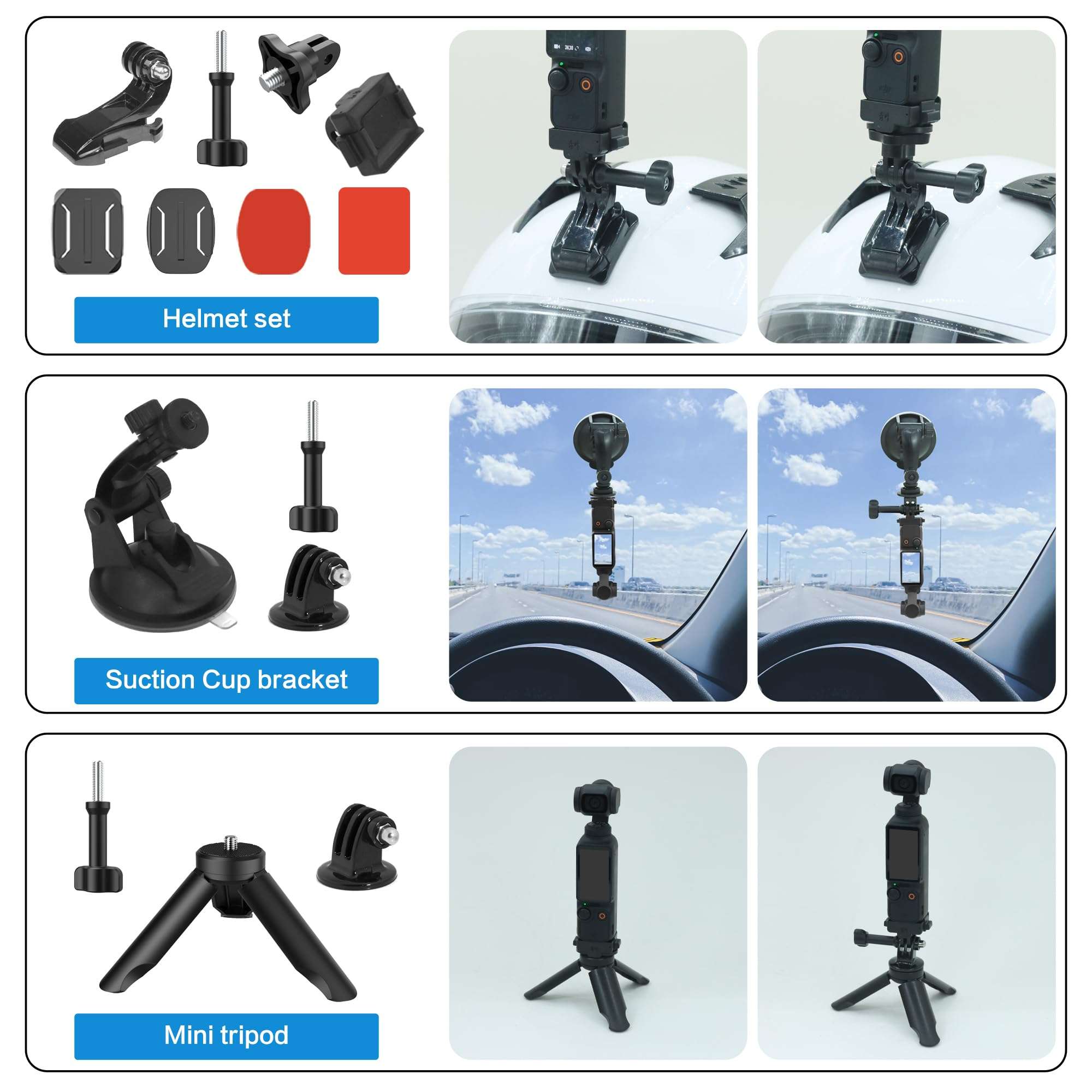 Taisioner 40 in 1 Accessories Kit for Osmo Pocket 3,Including Carry case,POV Chest Mount,Magnetic Mount,Protective Accessory,Car Mount,Selfie Stick,Tripod,Phone Holder 6