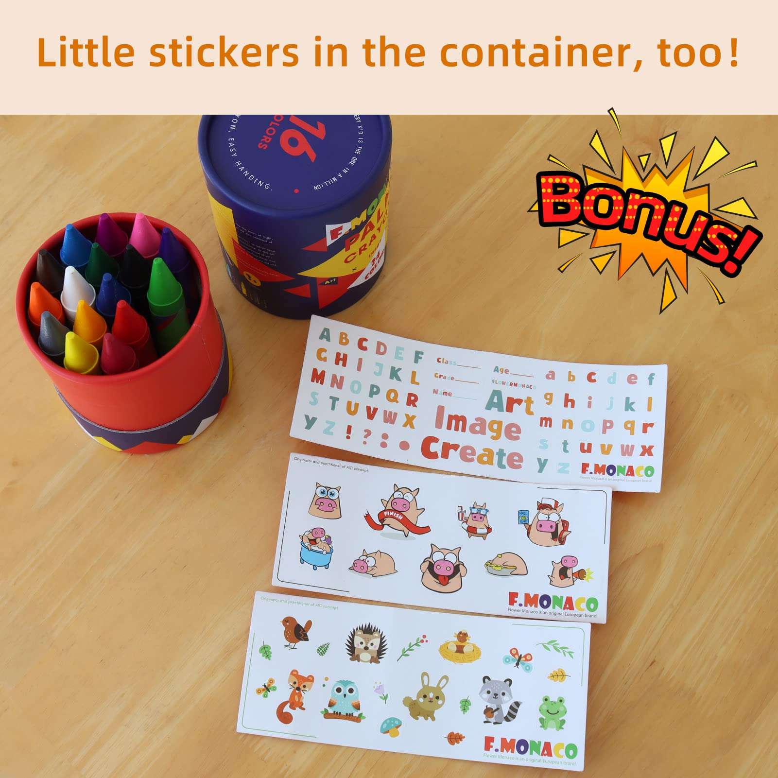 Lebze Jumbo Crayons for Toddlers, 16 Colors Non Toxic Crayons, Easy to Hold Large Crayon for Kids, Safe for Babies and Children Flower Monaco 6