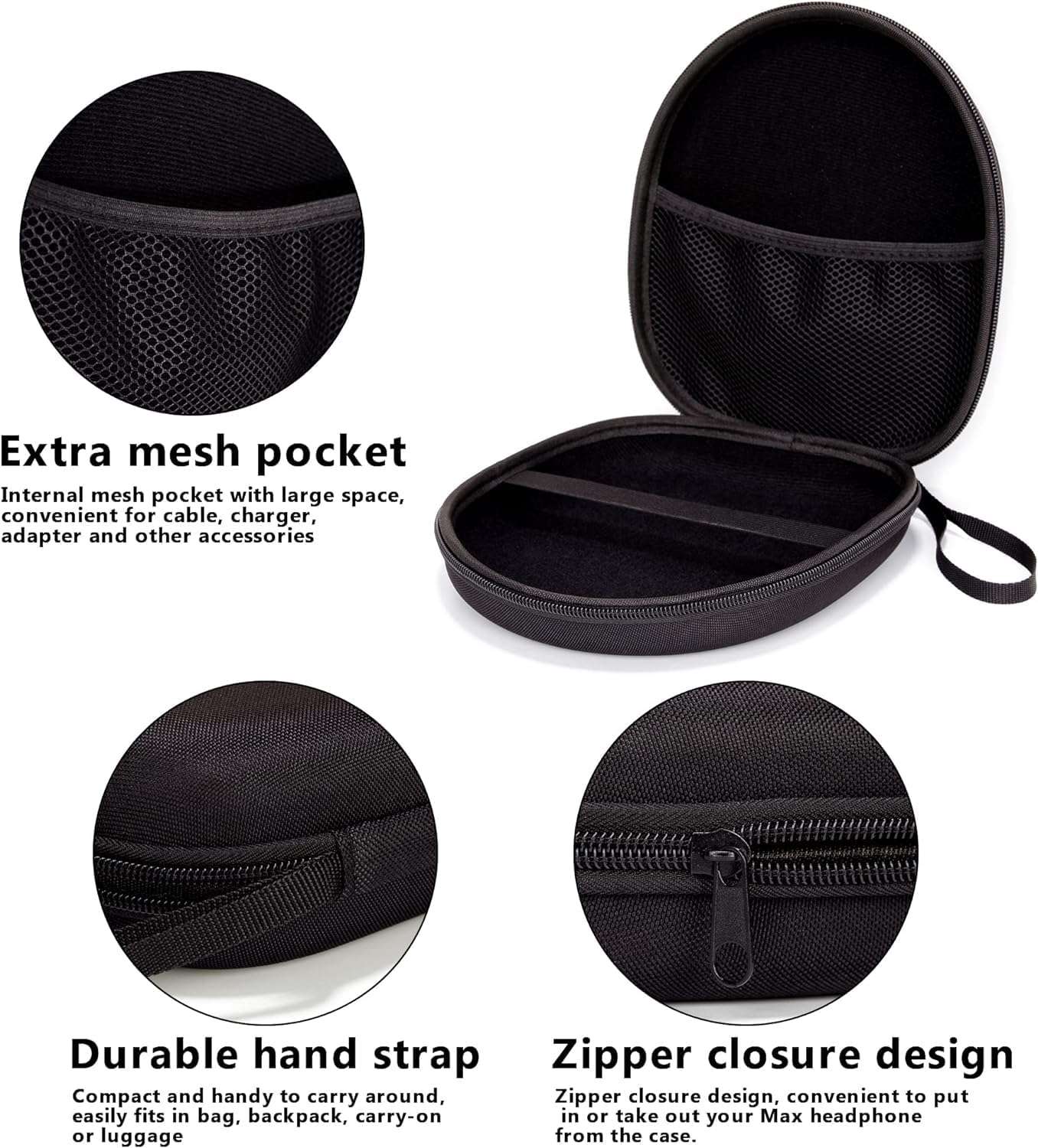 M.G.R.J® Portable Carrying Case Cover for boAt Rockerz 450 Bluetooth On Ear Headphones (Hard|EVA|Black) 4