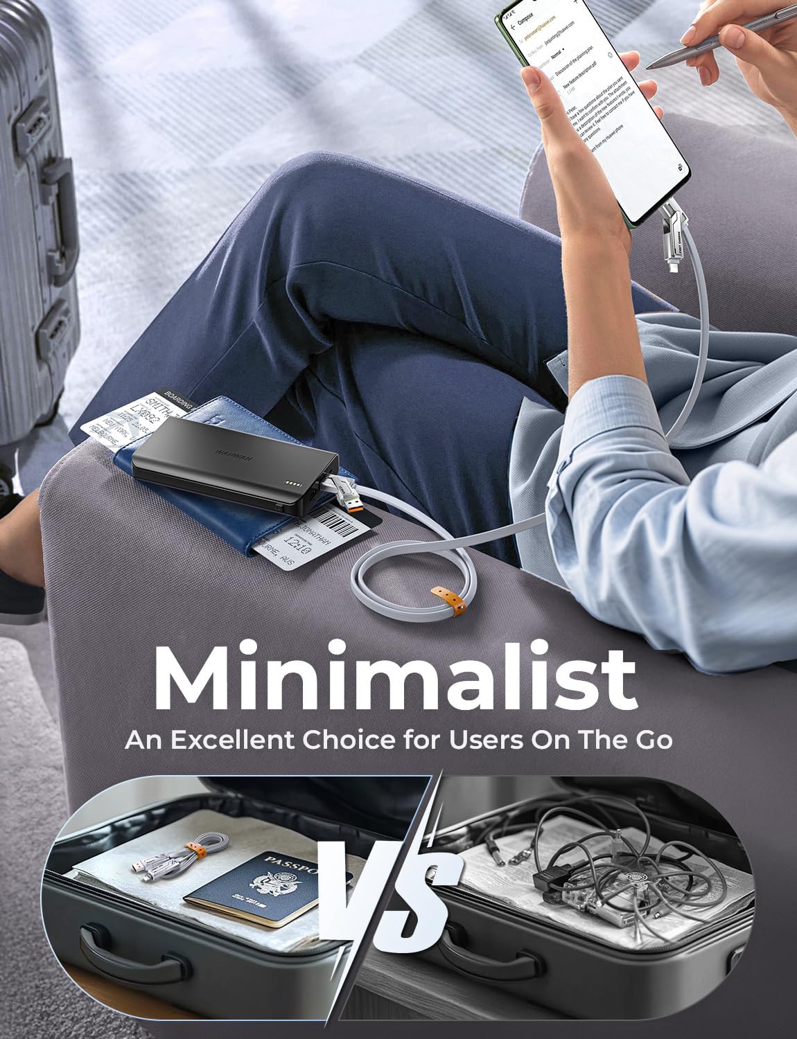 SHEZI 2 Pack Cable Bundle, 4 in 1 240W USB C Cable(Pink) with 4 in 1 USB C Cable 240W 5FT(Grey) Bundle 5