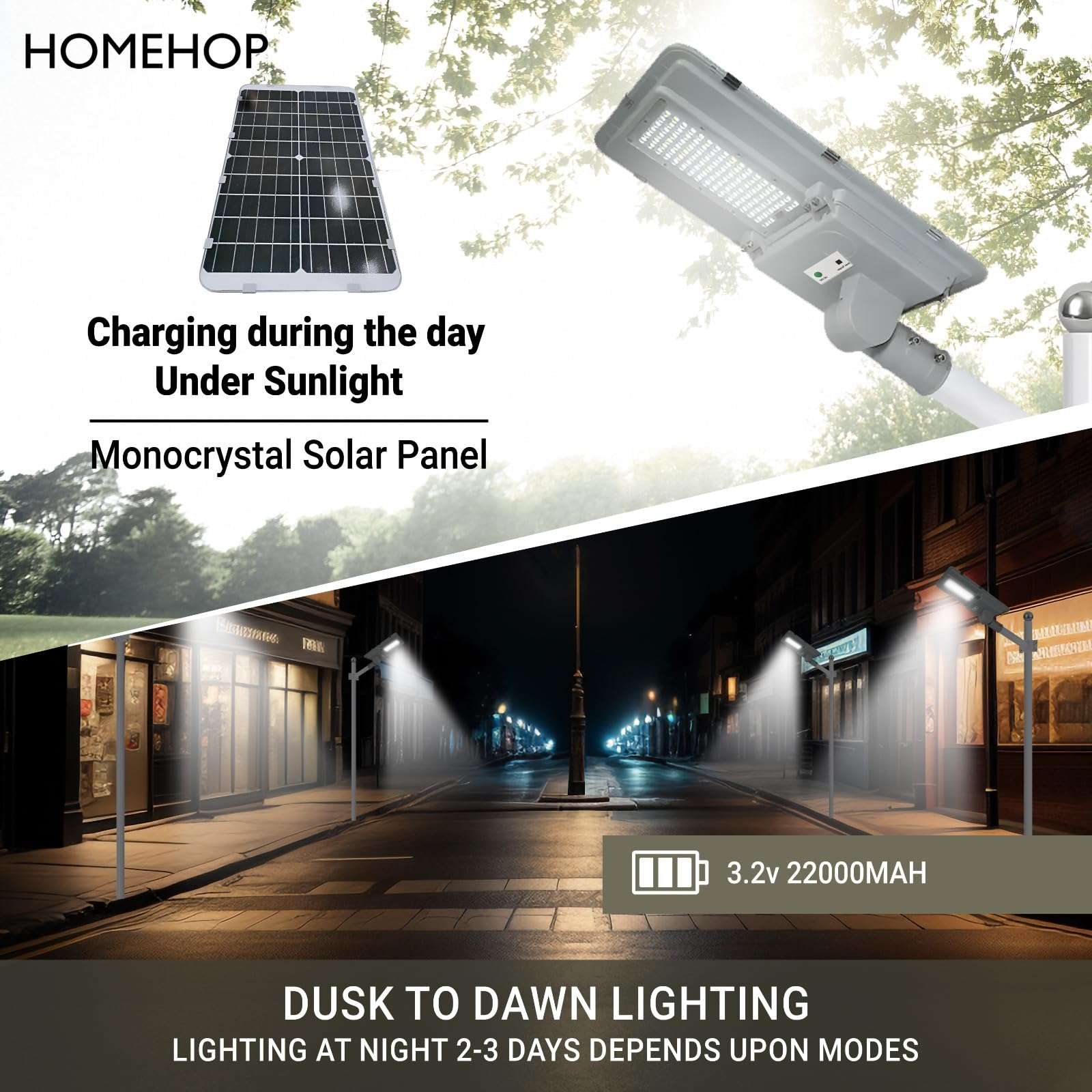 Homehop 180W All in One Solar Street Light Wall Lamp for Outdoor, Home & Garden Dusk to Dawn with Remote Control(180 LED,Aluminium) 6