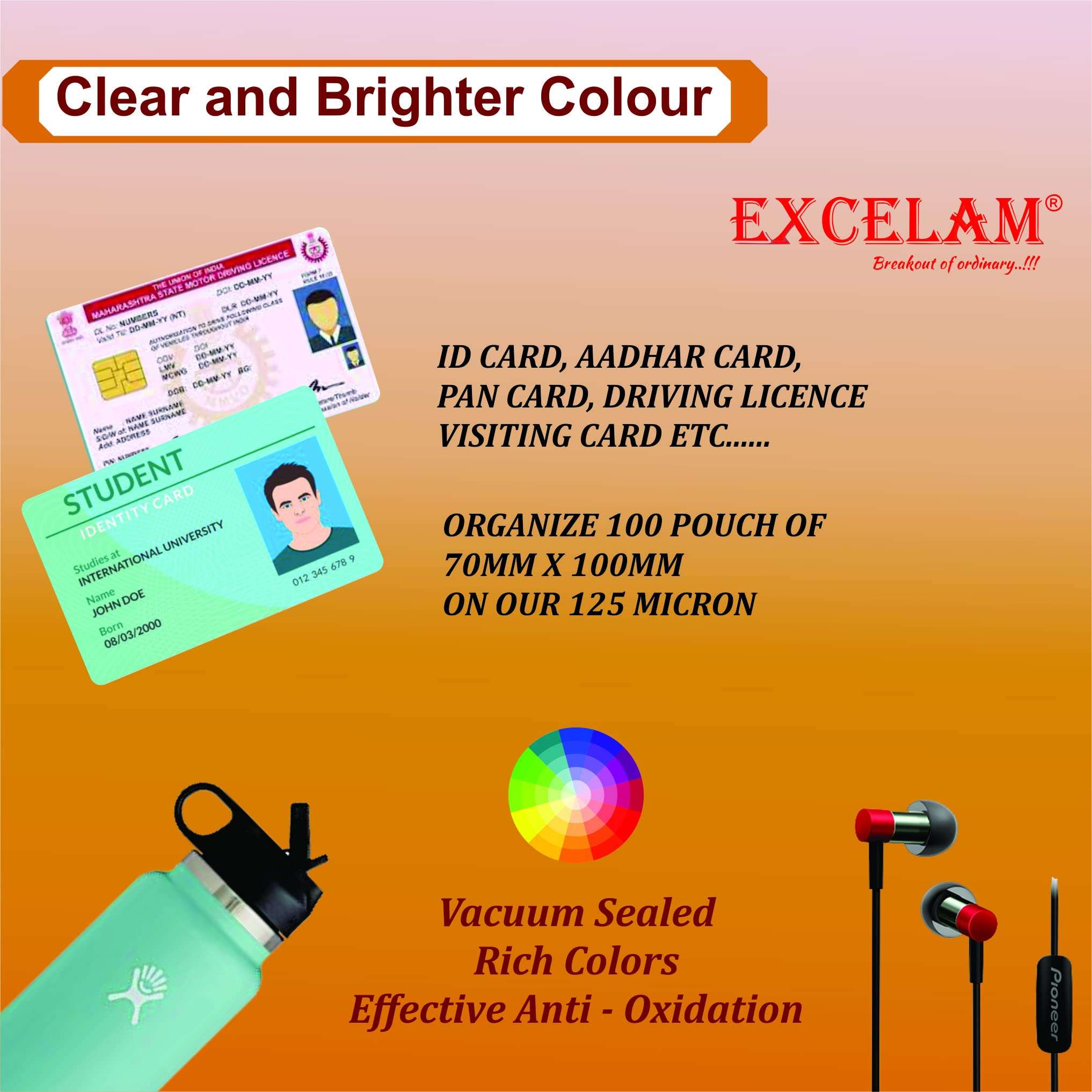 Excelam Lamination Pouch Size 180mm X 230mm. 125 Micron (Per Packets 100 Sheets) Thermal Lamination Film Waterproof Lamination Film | Document Protection (Pack Of 4) 6