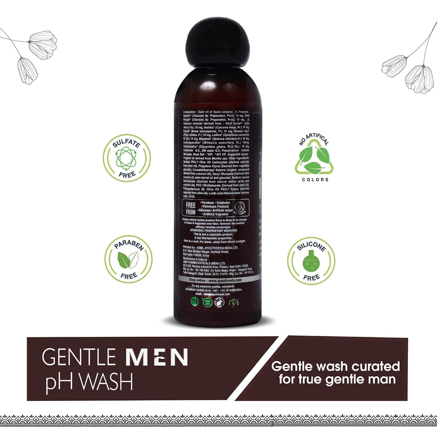 Ayouthveda Gentlemen PH Wash | Intimate Hygiene Wash For Men | PH Balancing Formula, Prevents Dryness, Itchiness & Bad Odor | Enriched With Aloe Vera, Haridra & Ashwagandha (Pack Of 3-180ml each) 6