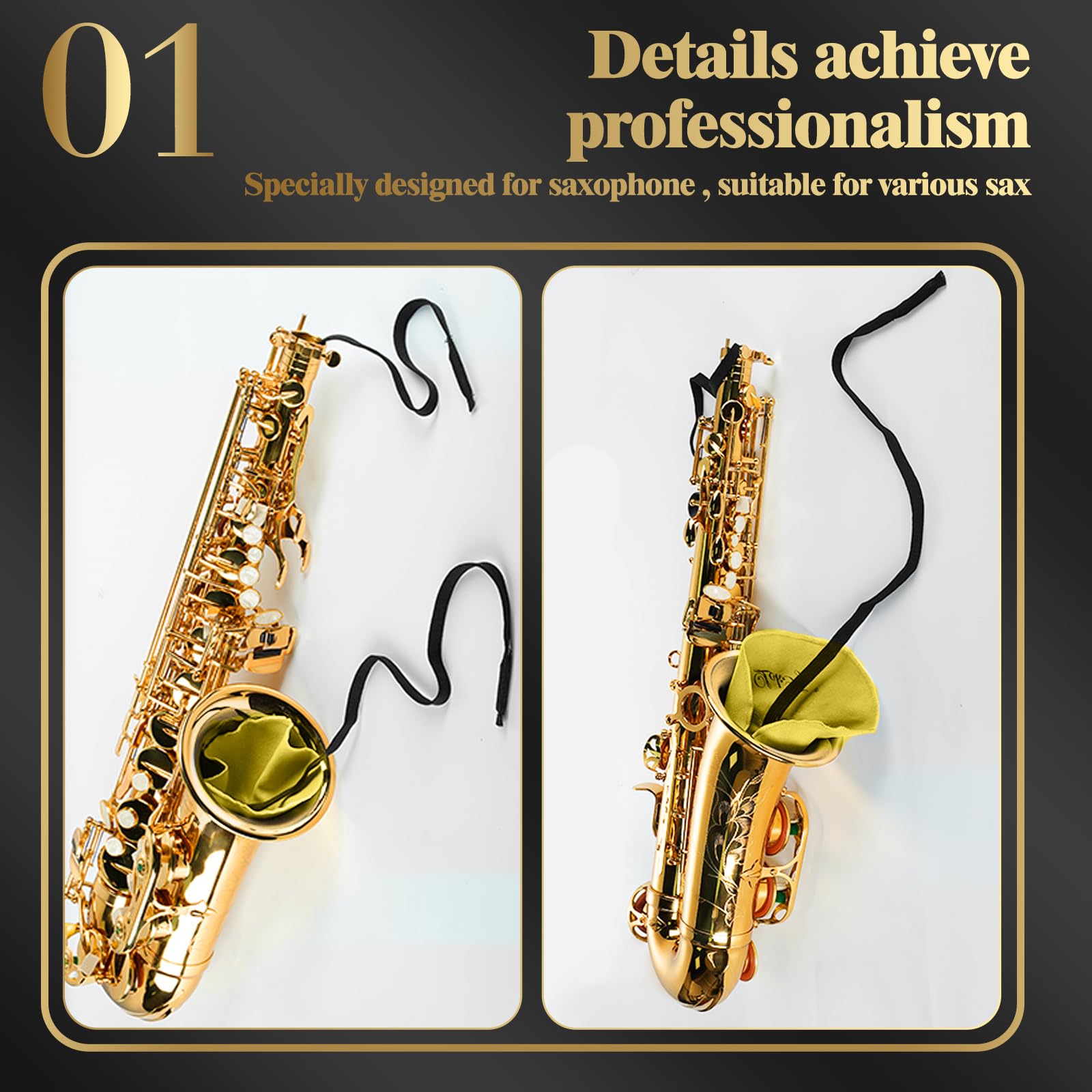Lerodite Saxophone Cleaning Cloth Cleaning Care Tool for Flute Sax Inside Tube (Yellow) 3