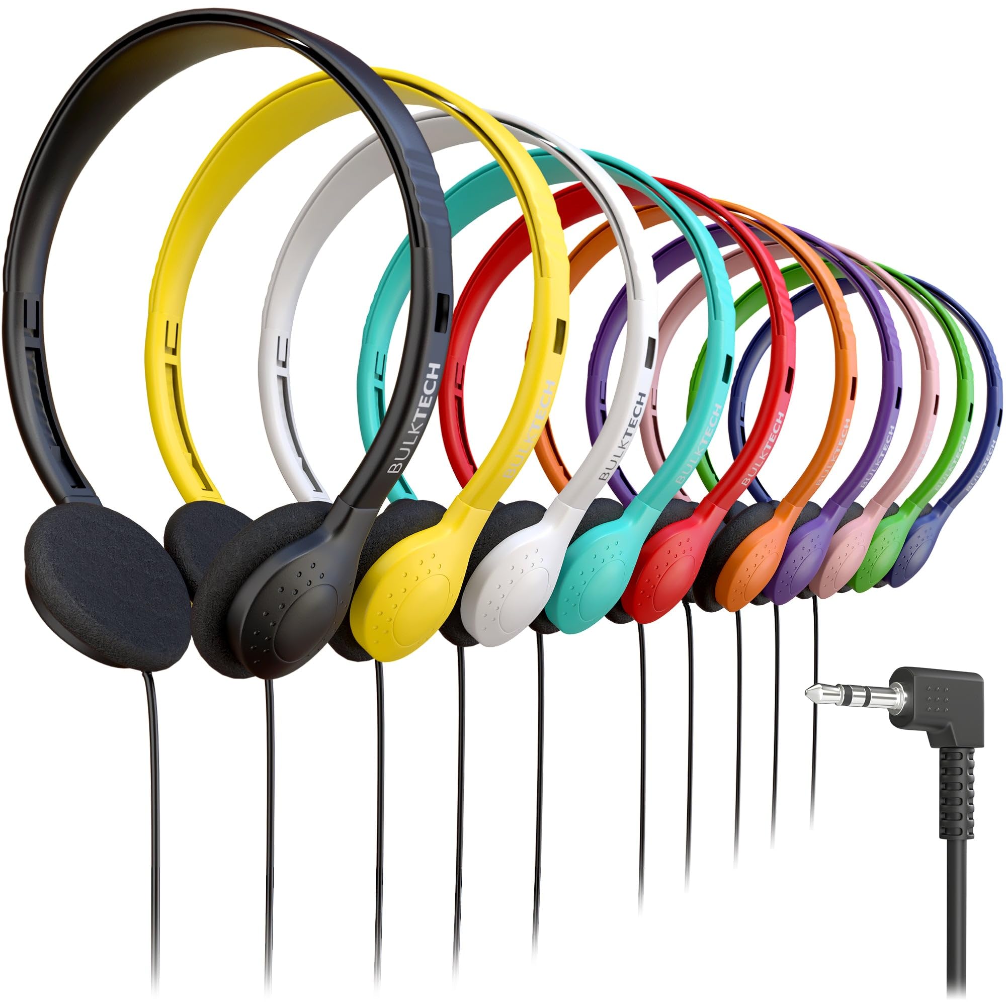 10 Pack Bulk Wired On-Ear Headphones with 2.5mm Connector, Multi