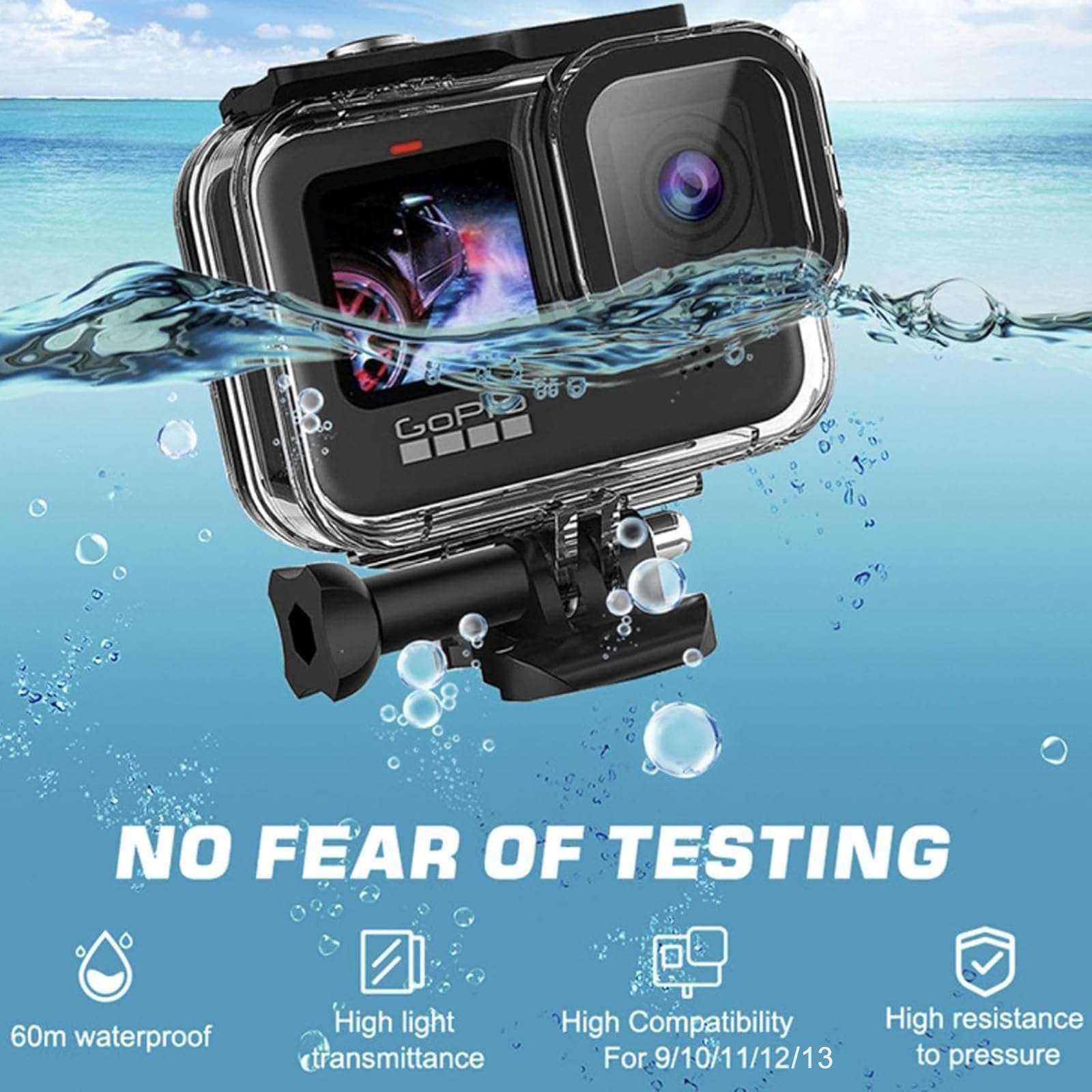 OctinPris Accessories Kit for Gopro Hero 13 Waterproof Housing Case Underwater Float Handle Stick Silicone Sleeve Lens Cap Tempered Glass Screen Protectors Dive Filters Anti-Fog Inserts Bundle Set 5