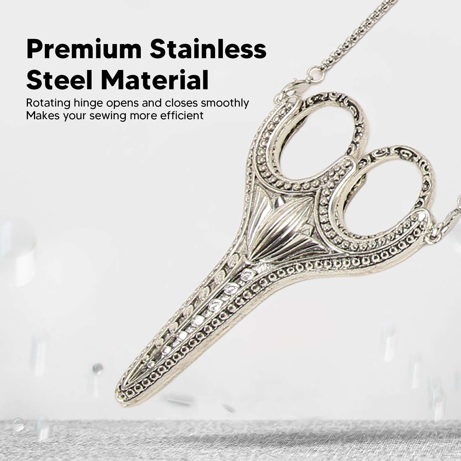 Kuuleyn Embroidery Scissors Retro Exquisite Stainless Steel Sewing Scissors with Sheath Chain Craft Supply Kit for Needlework Hobbies Home Decor DIY Projects for Craft 3