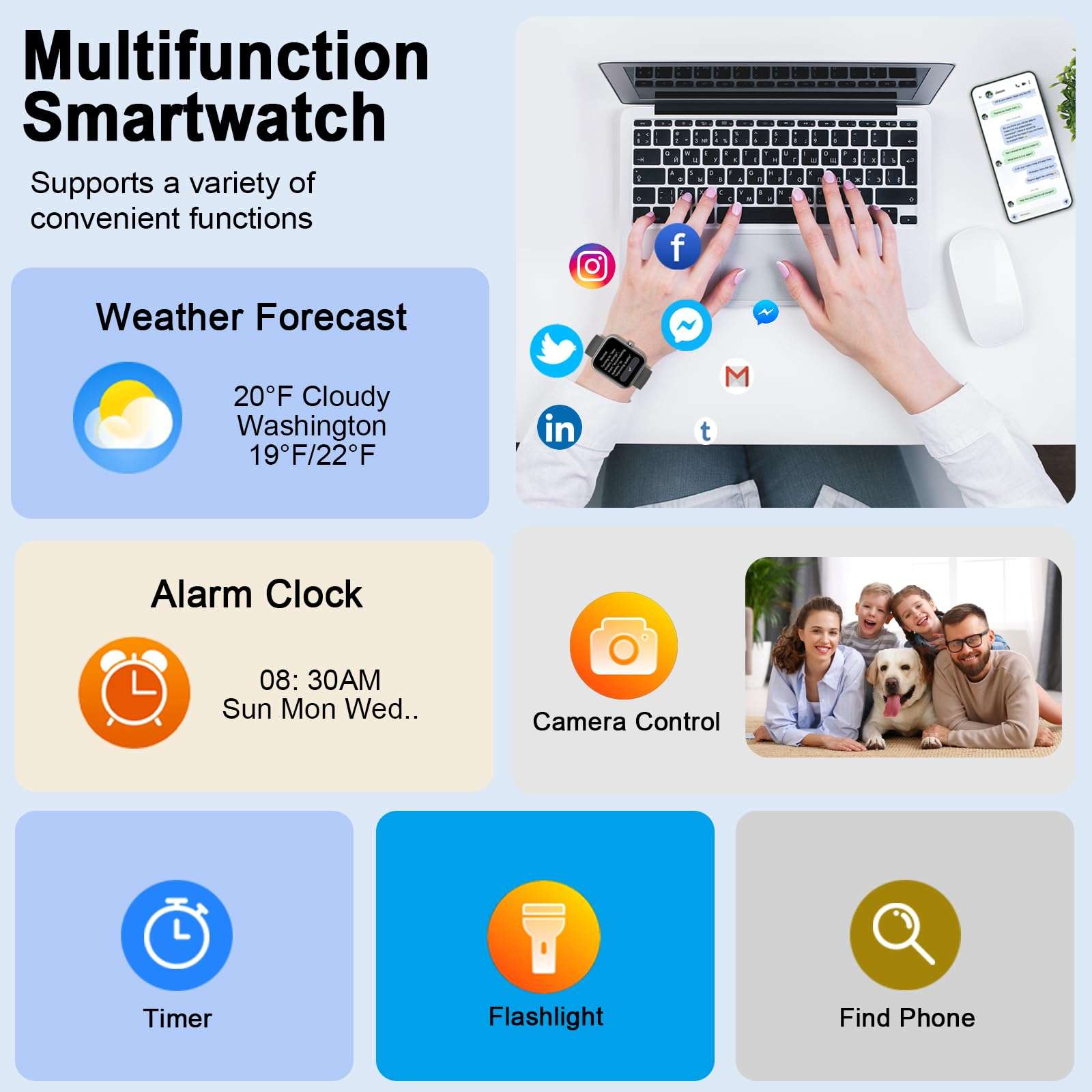 Smart Watch, 1.96" Smartwatch for Men Women (Answer/Make Call), Fitness Tracker with 110+ Sport Modes, IP68 Waterproof, Heart Rate/Sleep/Spo2 Monitor, Pedometer, Activity Tracker for Android iOS 6