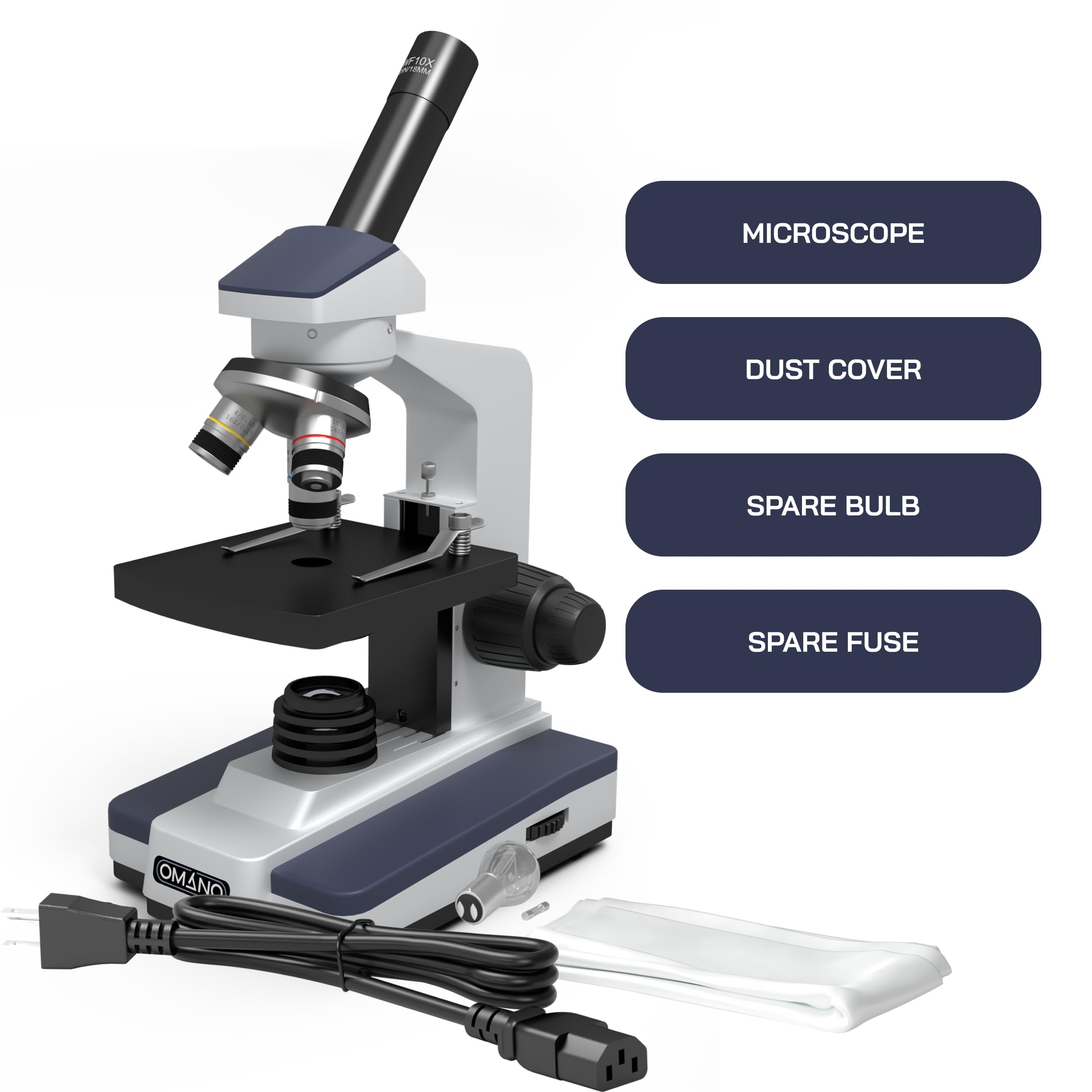 Omano Discovery Professional Microscope Set for College Students - Inspire STEM Learning - Compound Microscope Kit with 40x, 100x, 400x Magnification 2