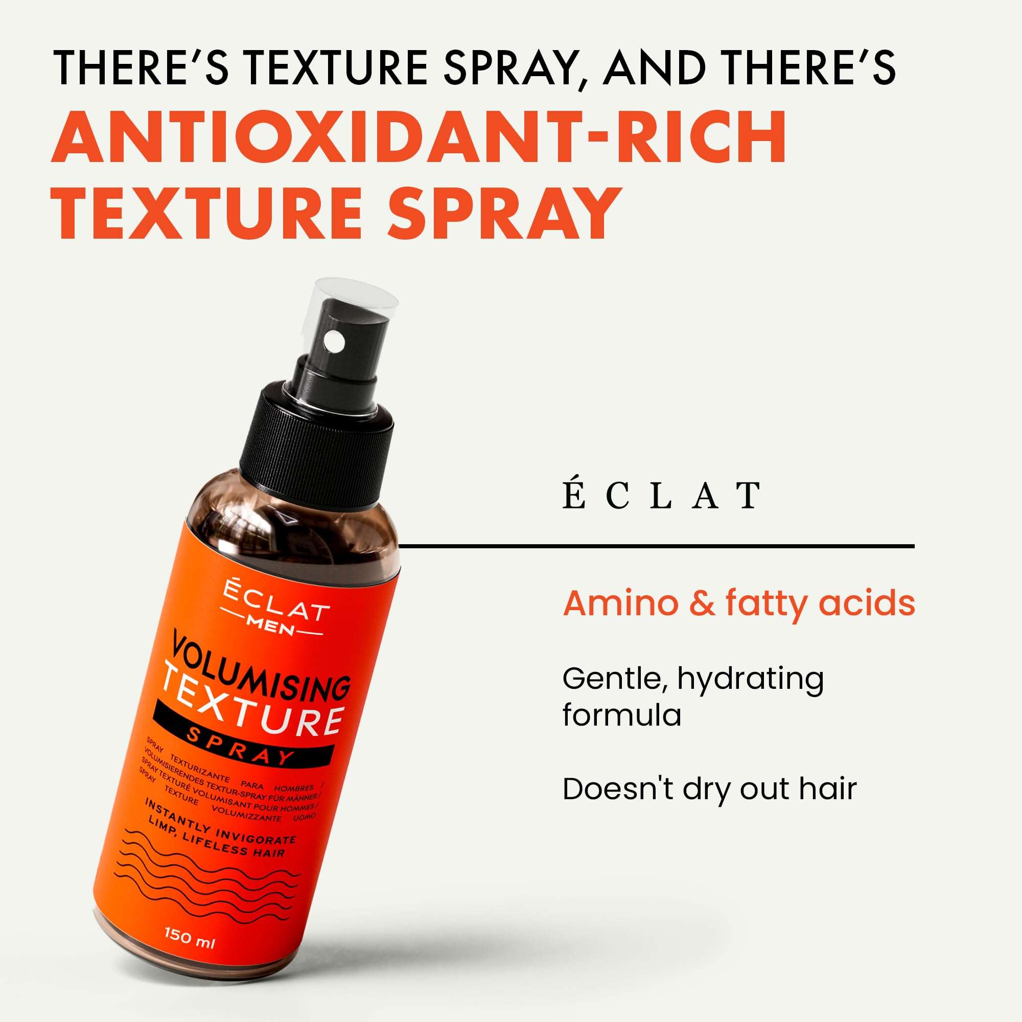 Natural Sea Salt Texture Spray for Men's Wavy, Curly, & Fine Hair - Adds Volume, Saltwater Beach Texture, Heat Protection, 150ml Travel Size 5