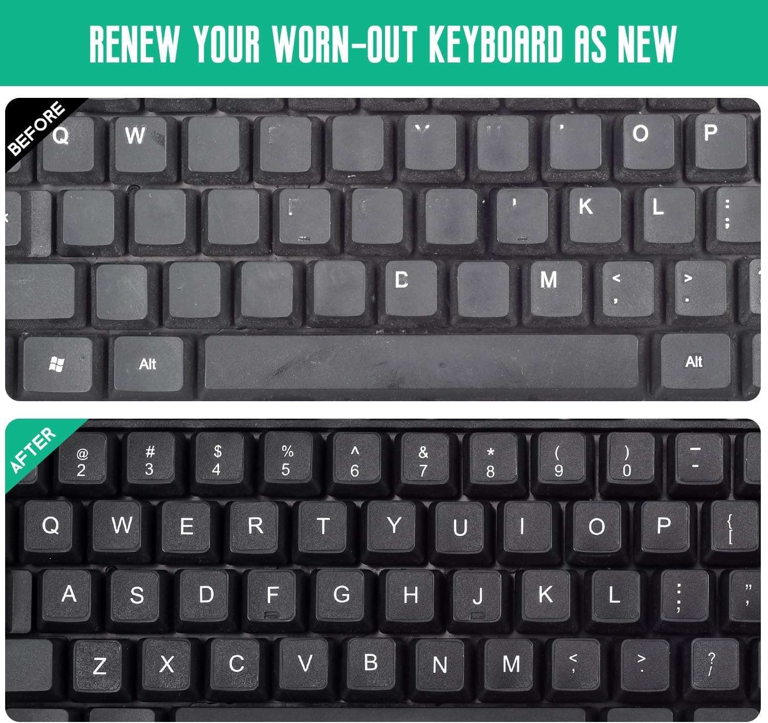 Jesra® Universal English Keyboard Stickers - 2PCS Matte Replacement With White Font on Black Background for Desktops & Laptops 5