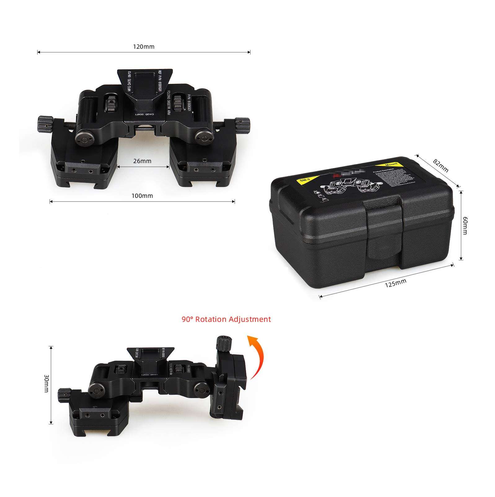 Tactical Aluminum Alloy Binocular Bridge Folding Arm Mount Bracket for PVS14 Dual Night Vision Mount 4