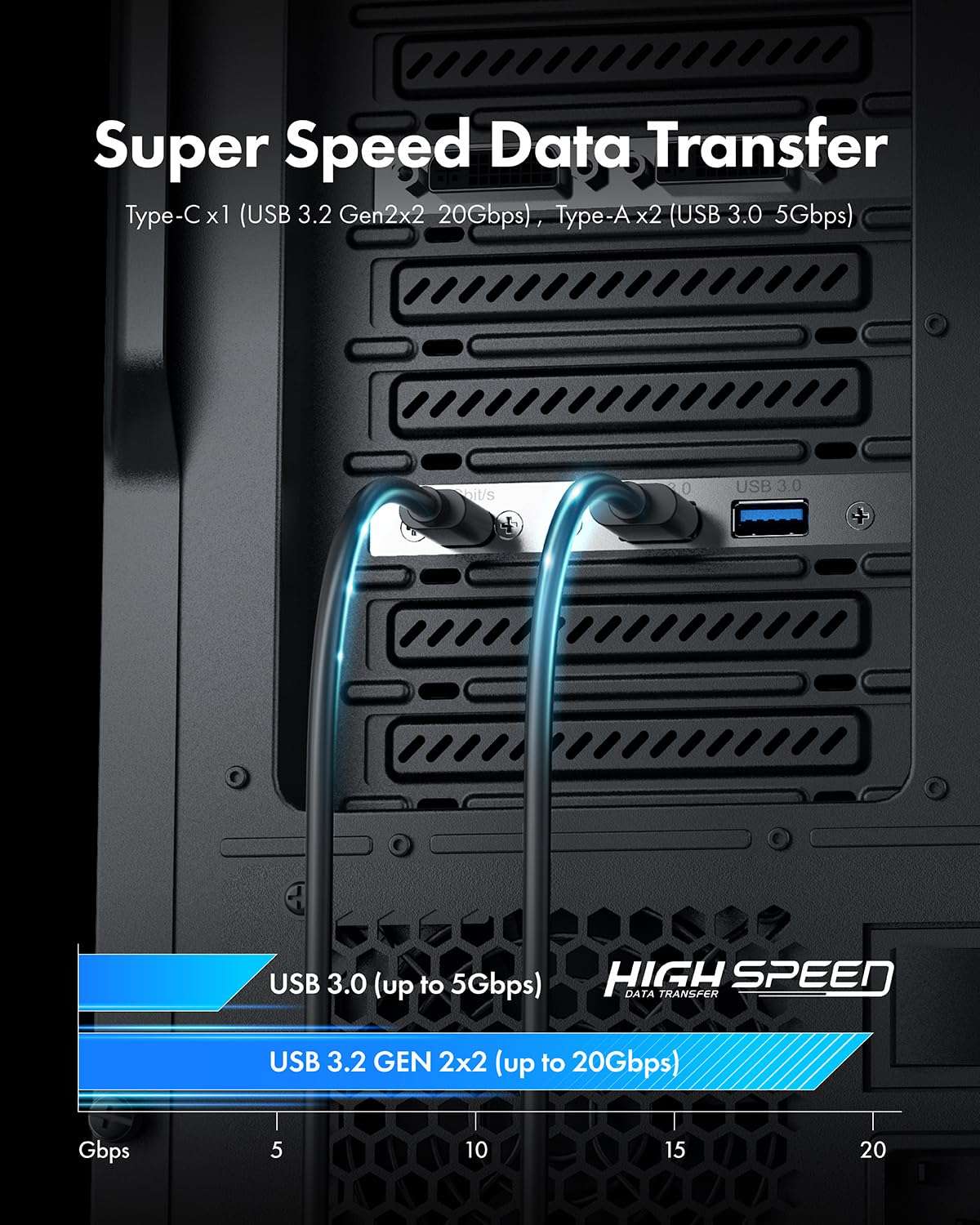 ArctiMars USB3.2 USB-C Front Panel Adapter, Motherboard Header Extension Cable, USB-C and USB to TypeC Type-E Key-A 20-Pin and 19-Pin USB3.0 PCIe Bracket (1 TypeC 20Gbps 2 USB3.0 -CA15 02) 4