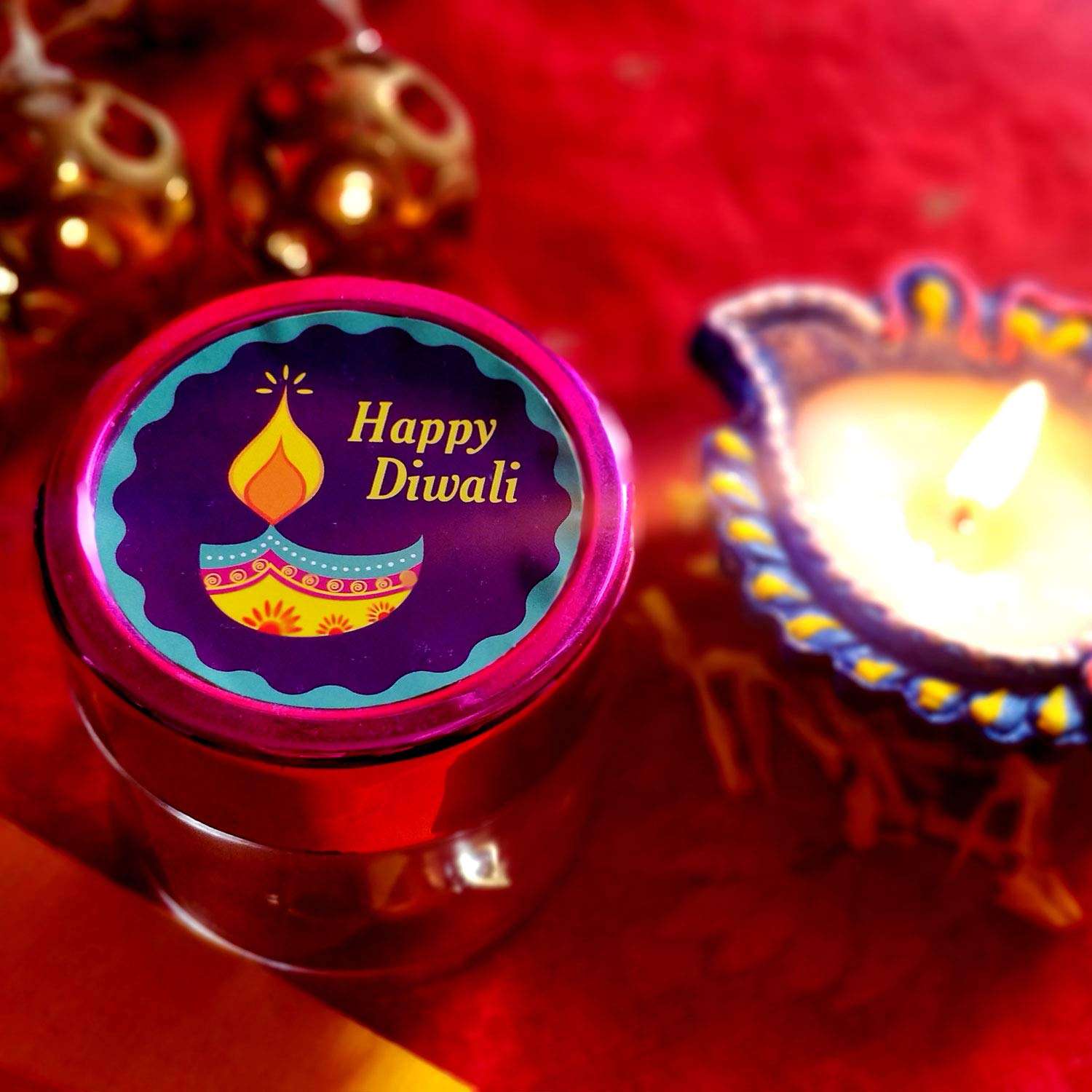 weRevel Happy Diwali Party Stickers, 40 Count, 2 Inches, Round, 4 Unique Designs 4