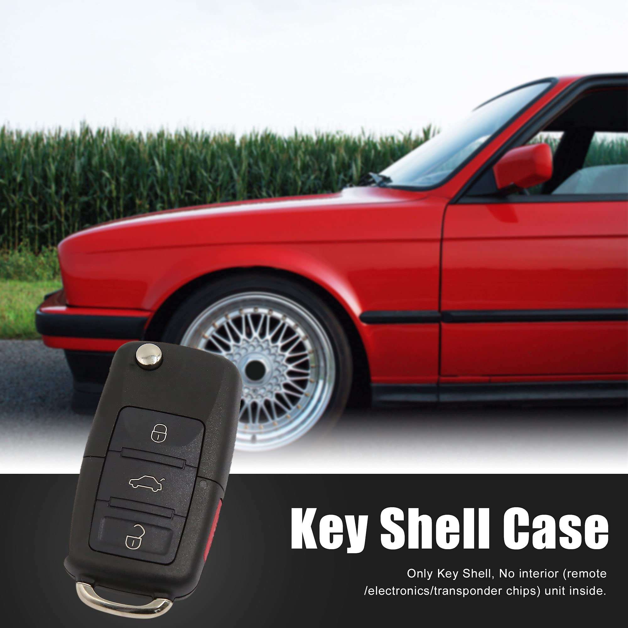 uxcell Car Replacement Key Fob Shell Case for VW Passat Jetta Golf Rabbit GTI MK4 MK5 3 Key Button Black 2