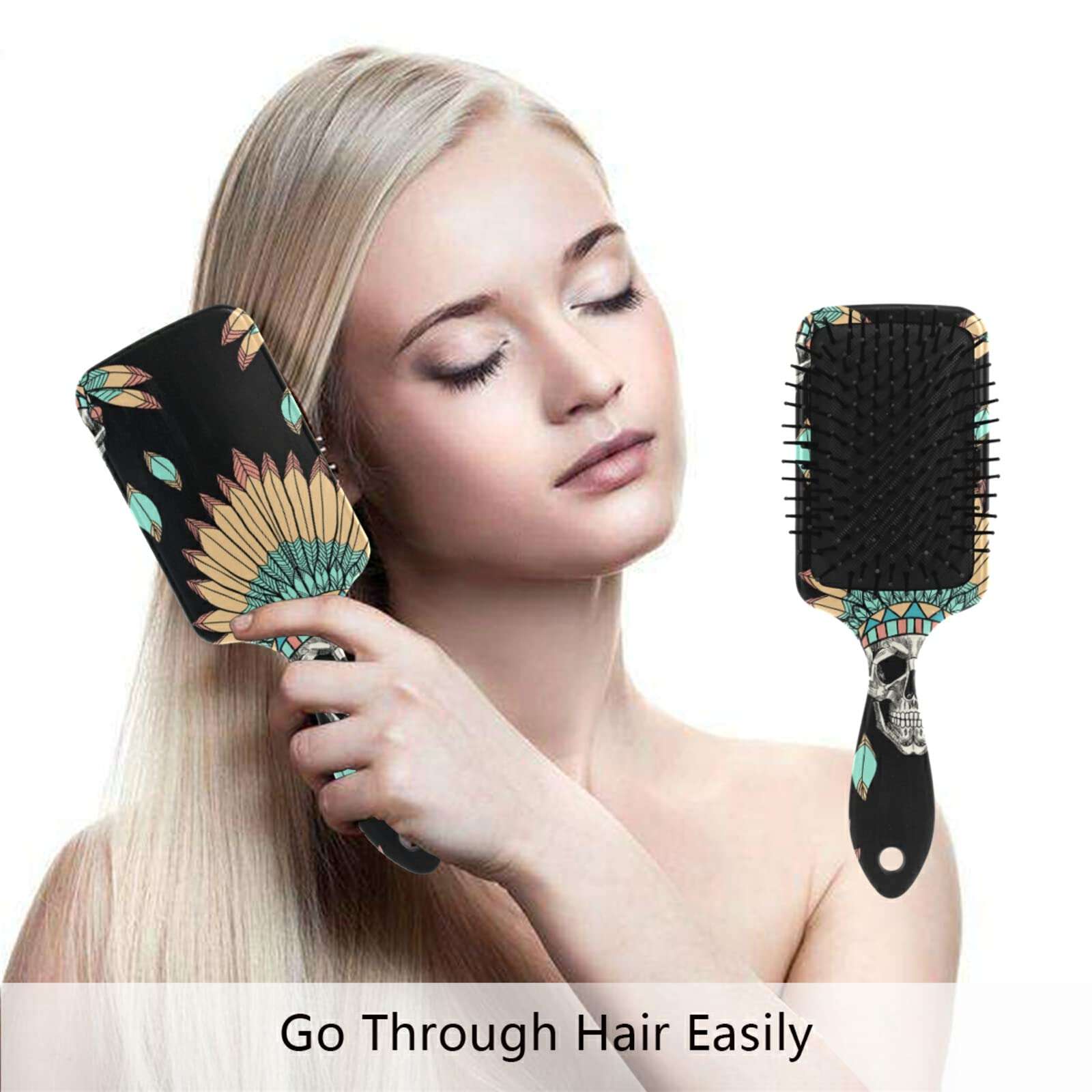 Hair Brush-Paddle Brush,Indian Skull Texture Detangling and Adding Shine for Women Mens Hair(8cr4d) 5
