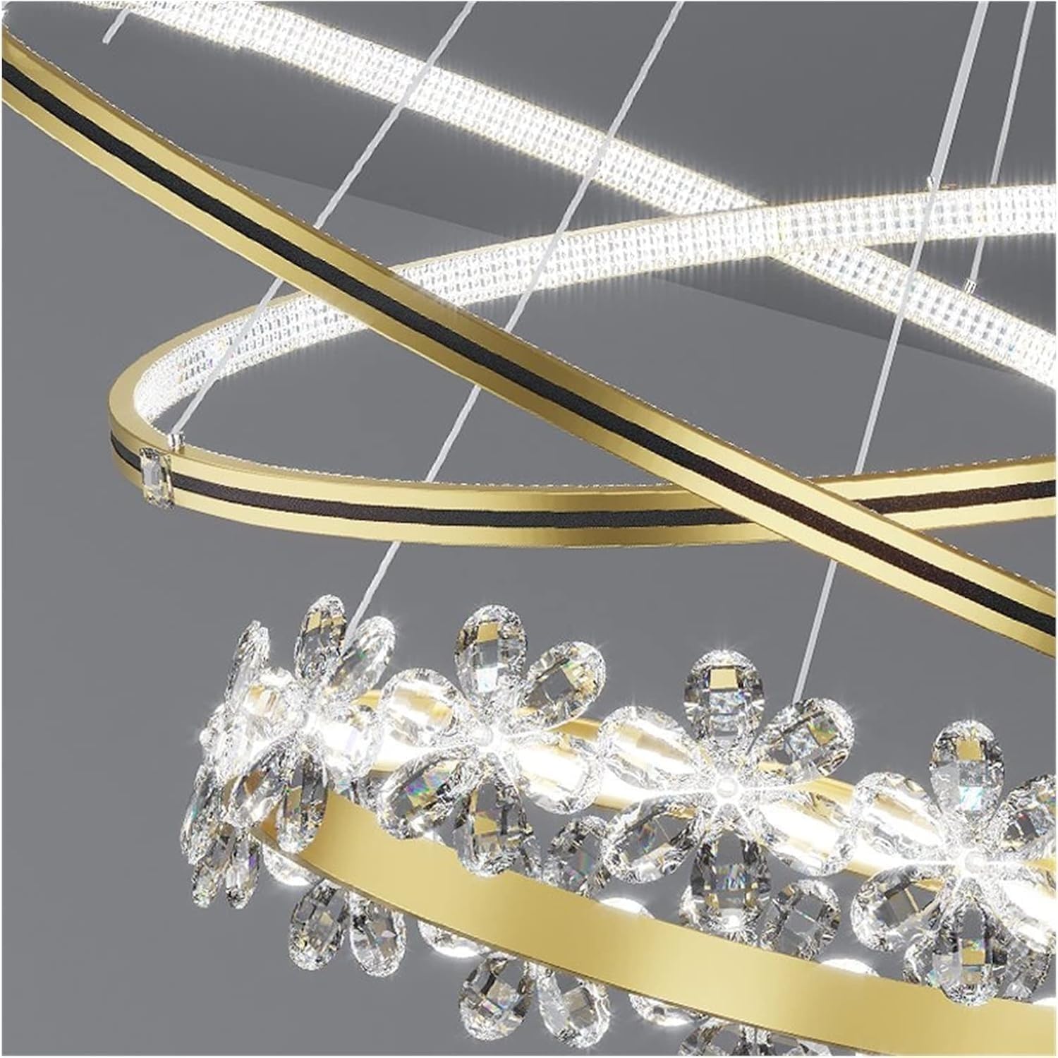 Smartway® – Majesty 168W | 80 Cm | Google & Alexa | Height Adjustable | 3 Light Mode | Modern LED Ceiling Chandelier for Living Room, Dining, Bedroom, Hall, Kitchen, Office,Luxury Decorative Lighting 4
