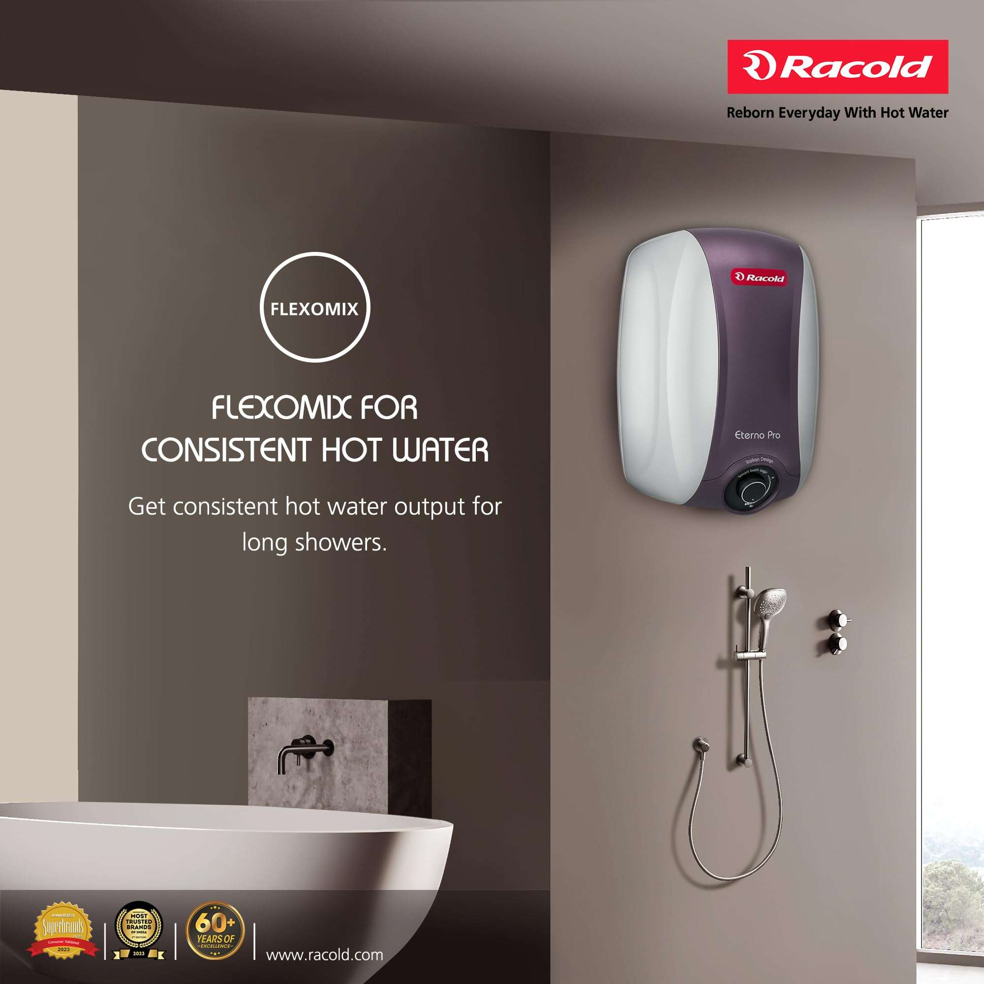 Racold ETERNO PRO Storage Water Heater 10L – Vertical Geyser useful for Bathrooom, Smart Logic, 3 Safety Levels, Energy Efficient,Titanium Enamelled Coating, Free Standard Installation & Pipes, White 4