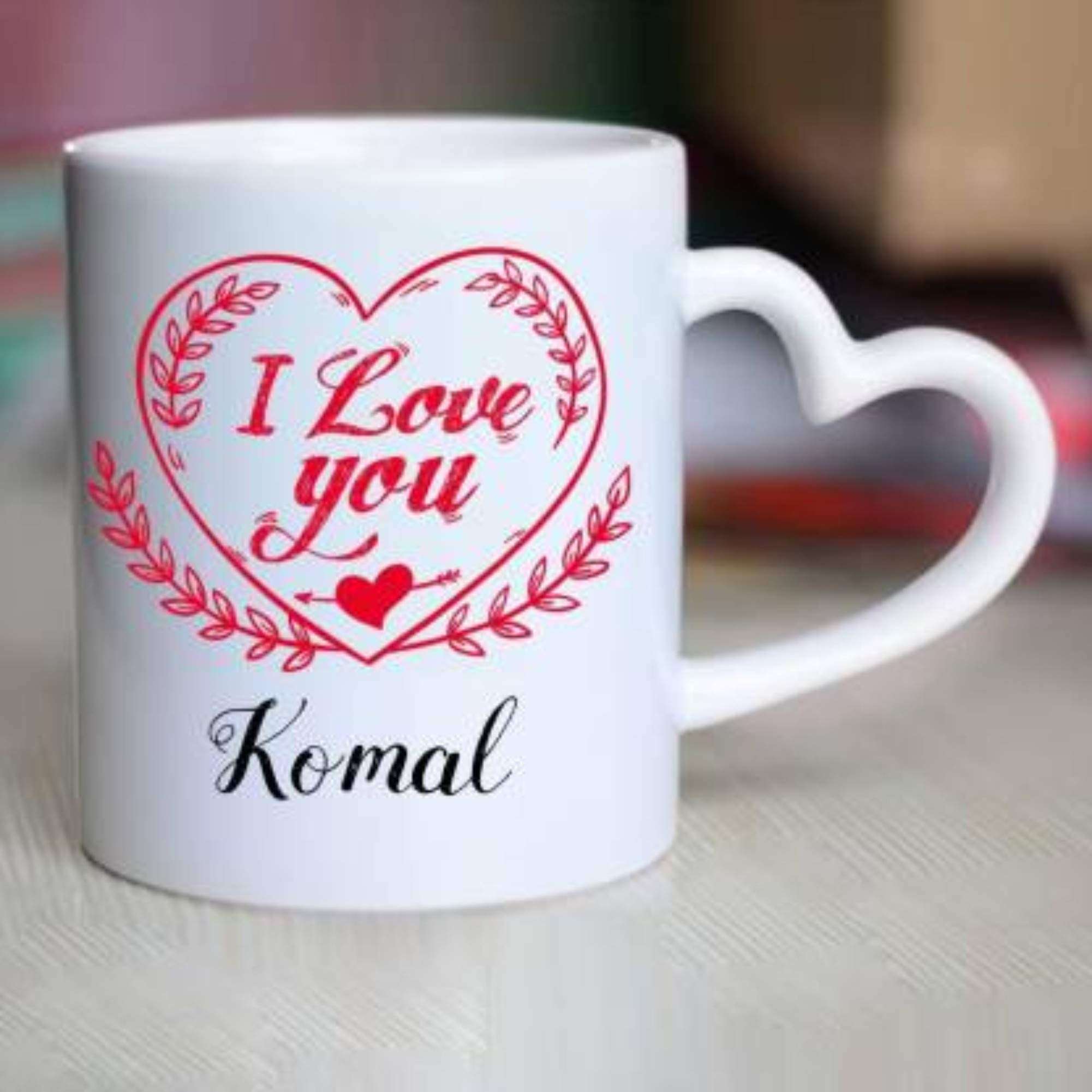 Huppme I Love You Komal Heart Handle Ceramic Mug (350 ml) 1