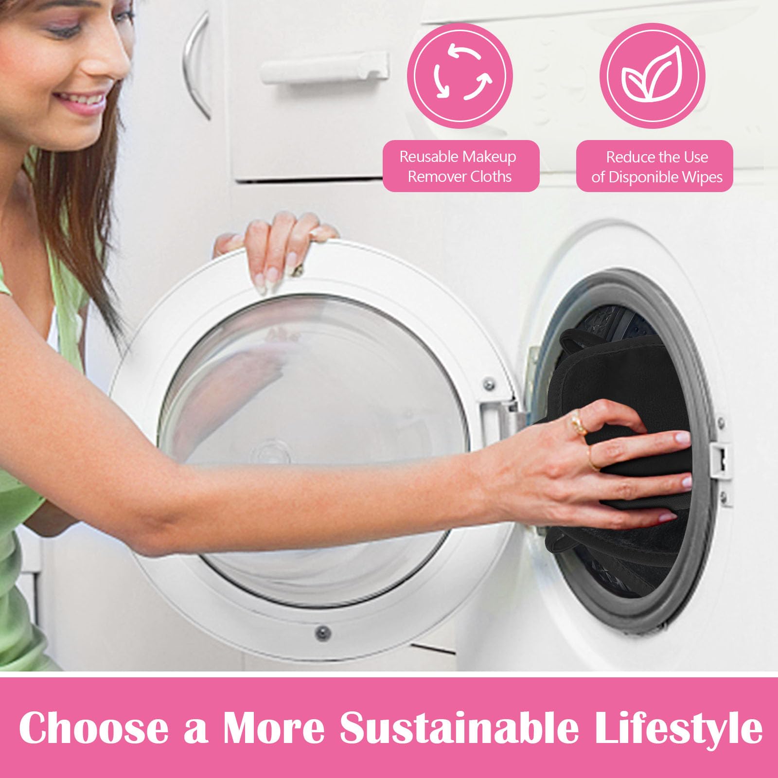 Orighty Makeup Remover Cloths 12 Pack, Makeup Removal Face Cleansing Cloth, Reusable Make-up Remover Pads Remove Instantly Dirt with Just Water, 5 x 5 in (Black) 6