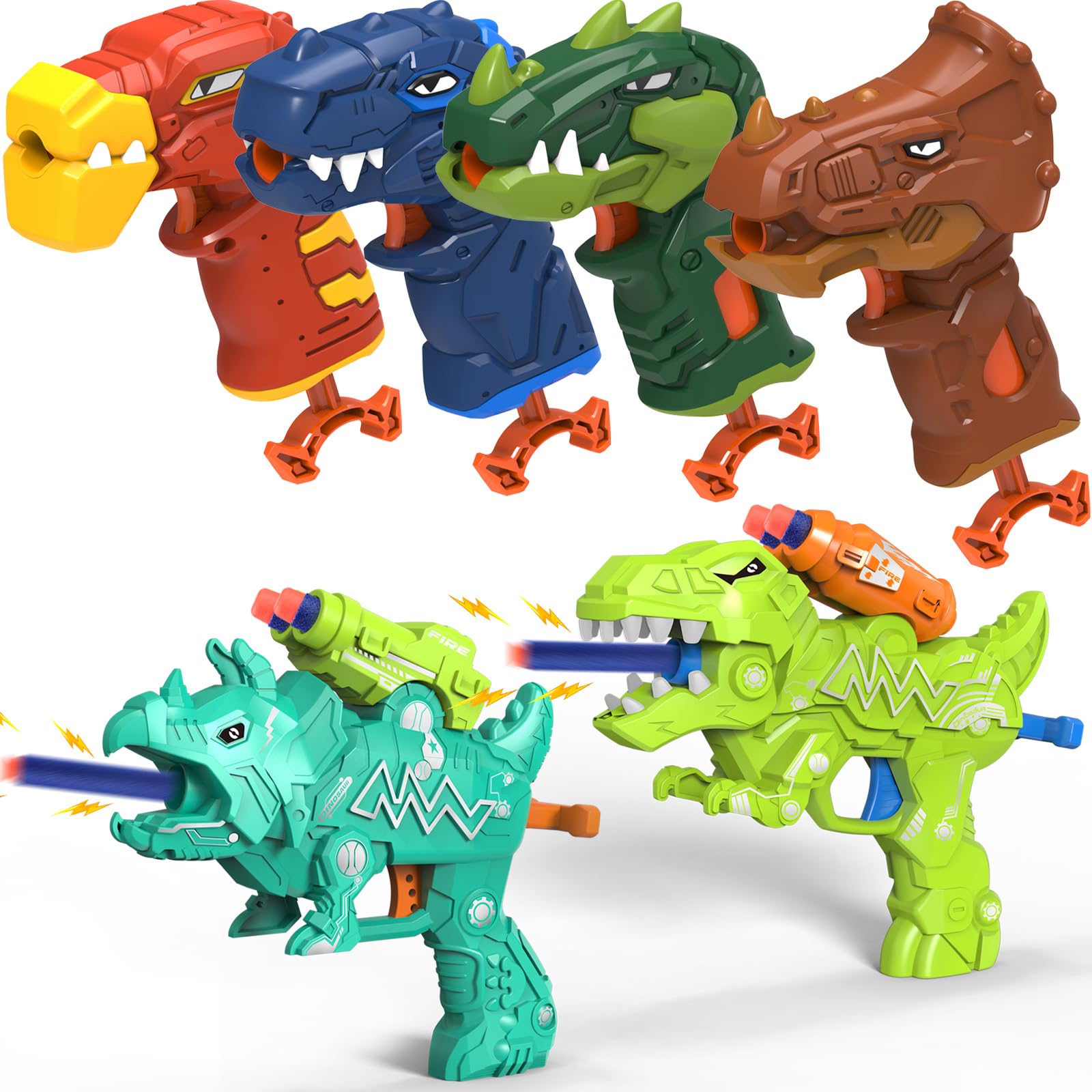 Happitry 6 Pack Dinosaur Toy Guns for Toddlers Age 3-5 Birthday Gift Christmas 1