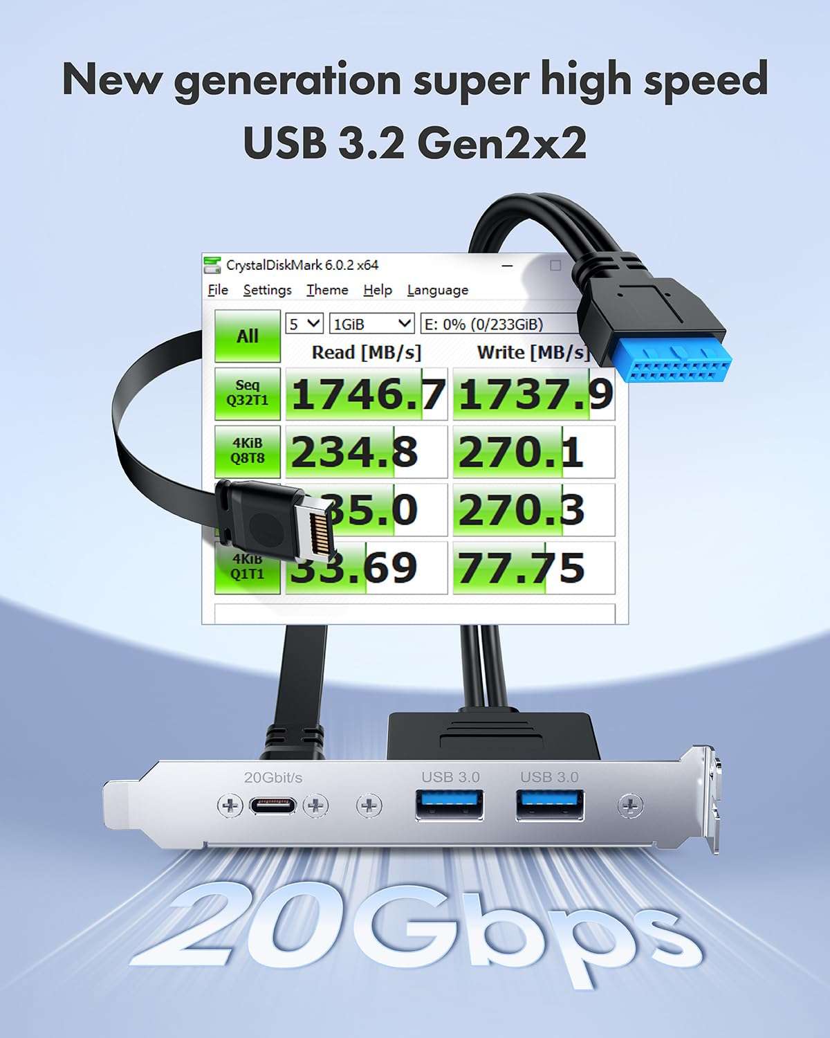 ArctiMars USB3.2 USB-C Front Panel Adapter, Motherboard Header Extension Cable, USB-C and USB to TypeC Type-E Key-A 20-Pin and 19-Pin USB3.0 PCIe Bracket (1 TypeC 20Gbps 2 USB3.0 -CA15 02) 5