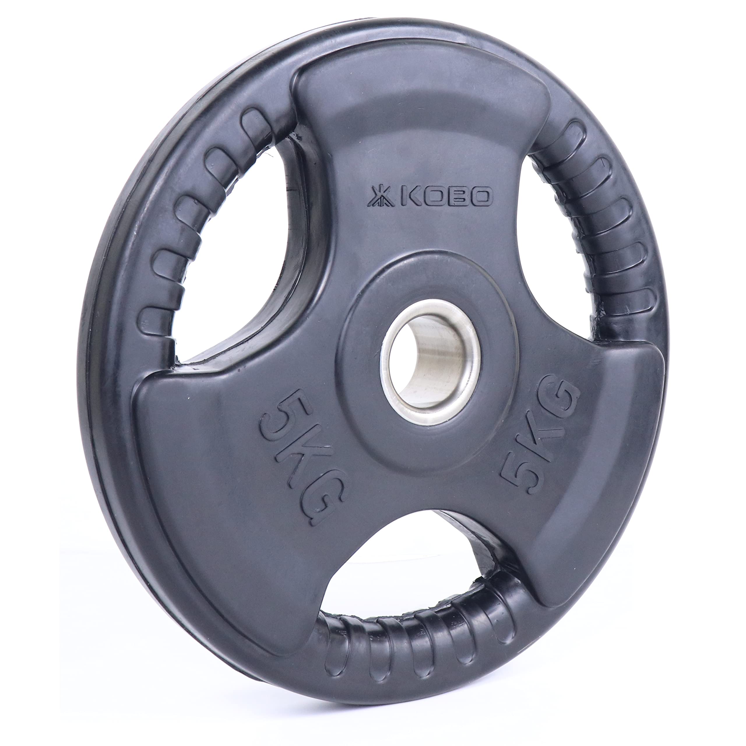 Kobo RP-5 Rubber Tri-Grip Weight Plate, 5Kg Set of 2 (Black) 3