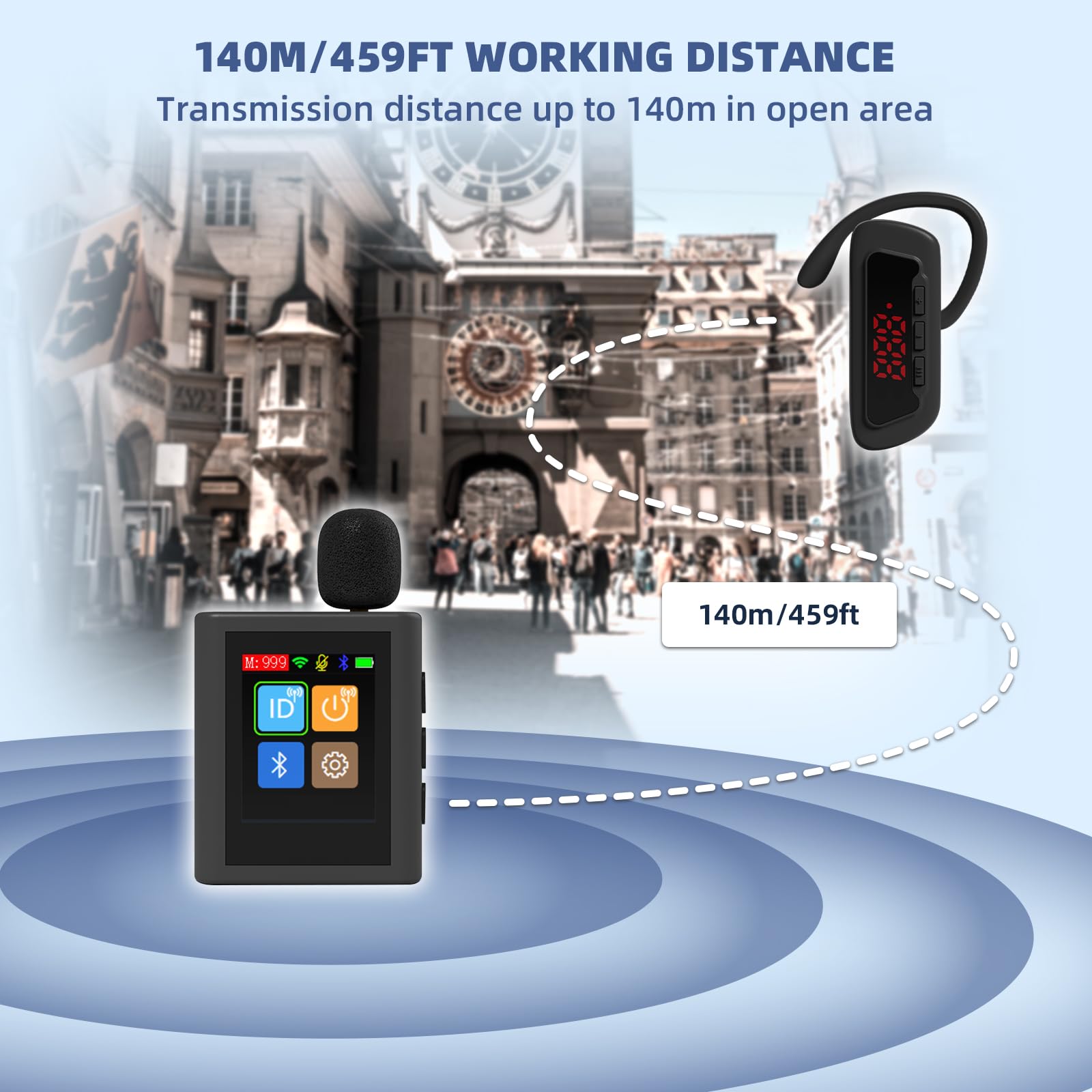 PANDAAR Tour Guide System, Wireless Tour Guide Microphone and Speaker, 21 Slot Charging Base, 140m/459ft Range, Tour Guide Speaker for Factory Training Teaching Church (2 Transmitter 20 Receivers) 4