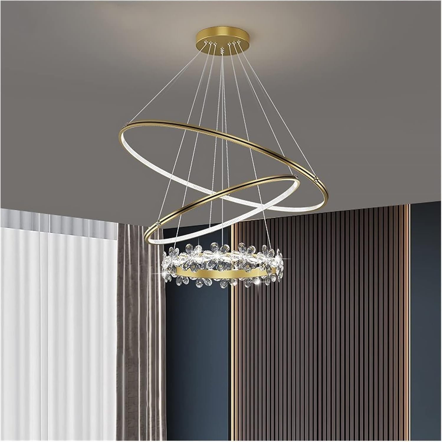 Smartway® – Majesty 168W | 80 Cm | Google & Alexa | Height Adjustable | 3 Light Mode | Modern LED Ceiling Chandelier for Living Room, Dining, Bedroom, Hall, Kitchen, Office,Luxury Decorative Lighting