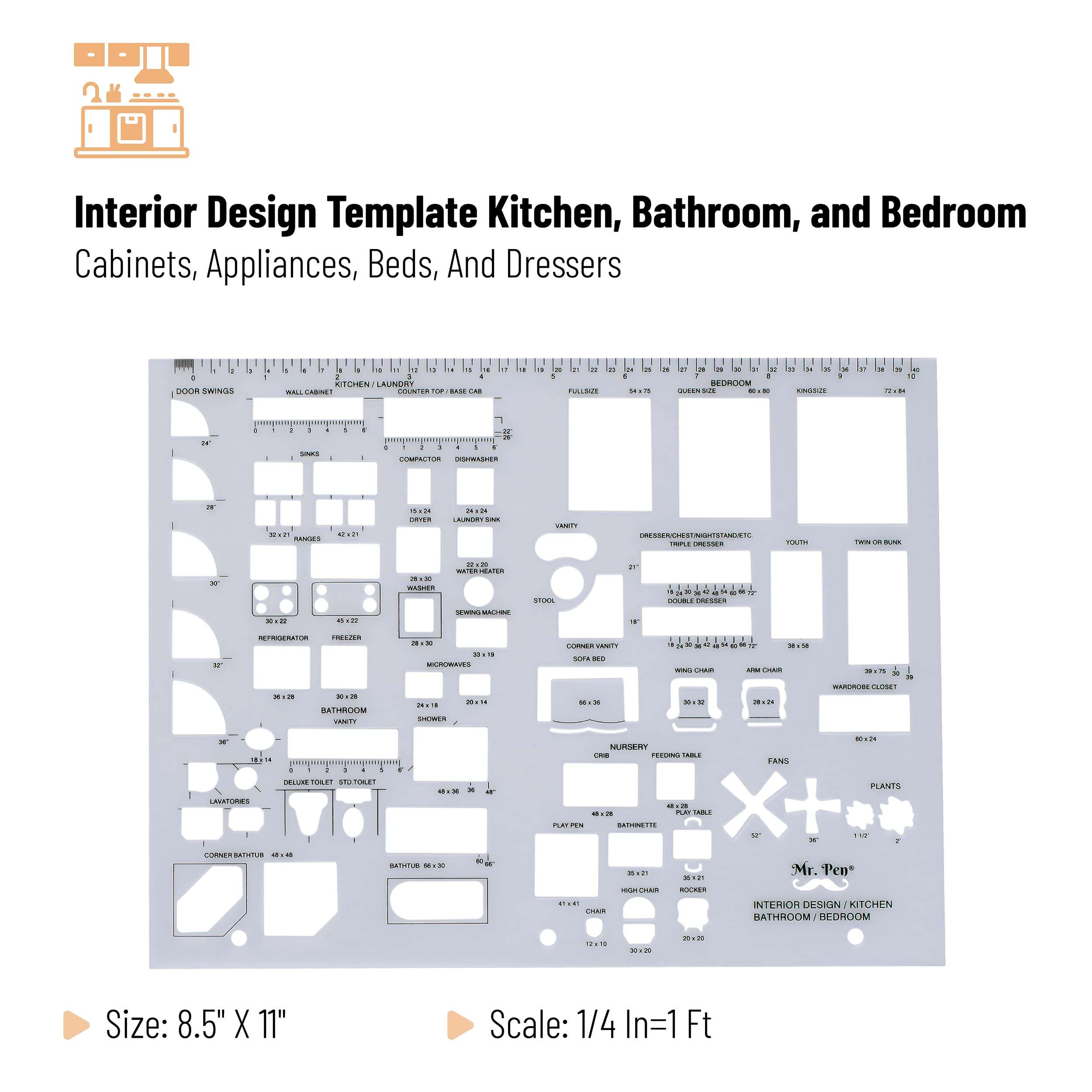 Mr. Pen- Architectural Templates, House Plan Template, Interior Design Template, Furniture Template, Drafting Tools, Geometry Template, Drawing Template, Template Architecture, Drafting Ruler Shapes 4
