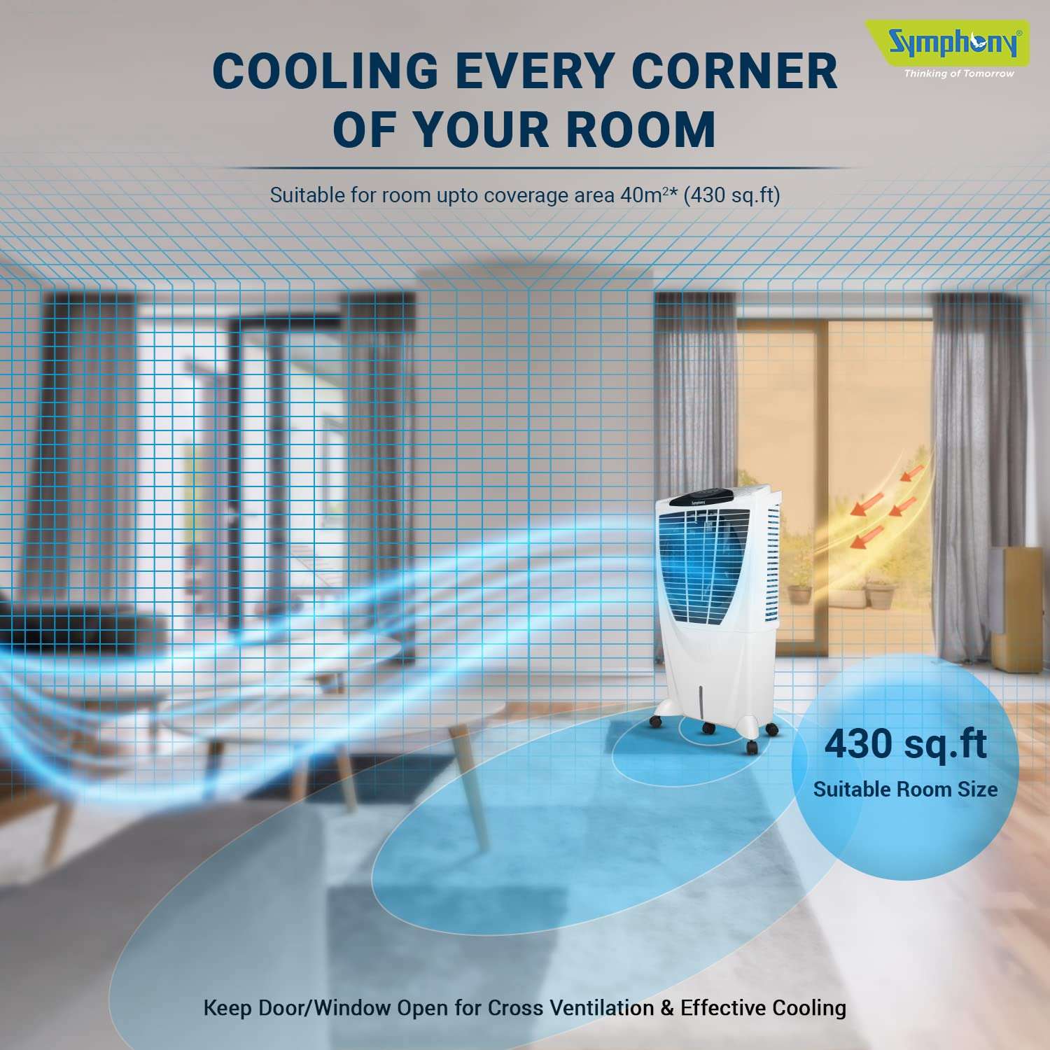 Symphony Winter 80XL i Desert Air Cooler for Home with Powerful Fan, Honeycomb Pads, i-Pure Technology and Low Power Consumption (80L, White) 4