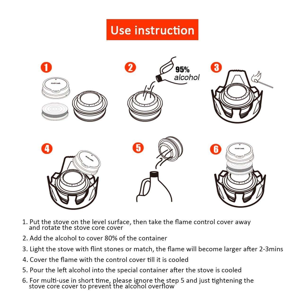 Keweis Portable Outdoor Mini Alcohol Stove Burner Ultralight Camping Cookware Set for Outdoor Camping, Hiking, Backpacking, Picnic 5