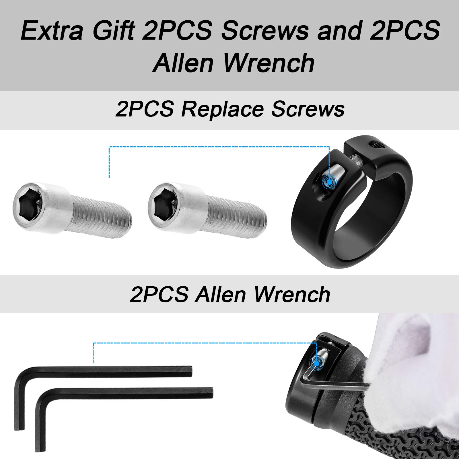 Hapleby Premium Bike Handlebar Grips, Single Lock-on Professional Mountain Bicycle Handlebar Locking Grips with Anti-Slip, 2PCS Screw and 2PCS Allen Wrench for Free 2